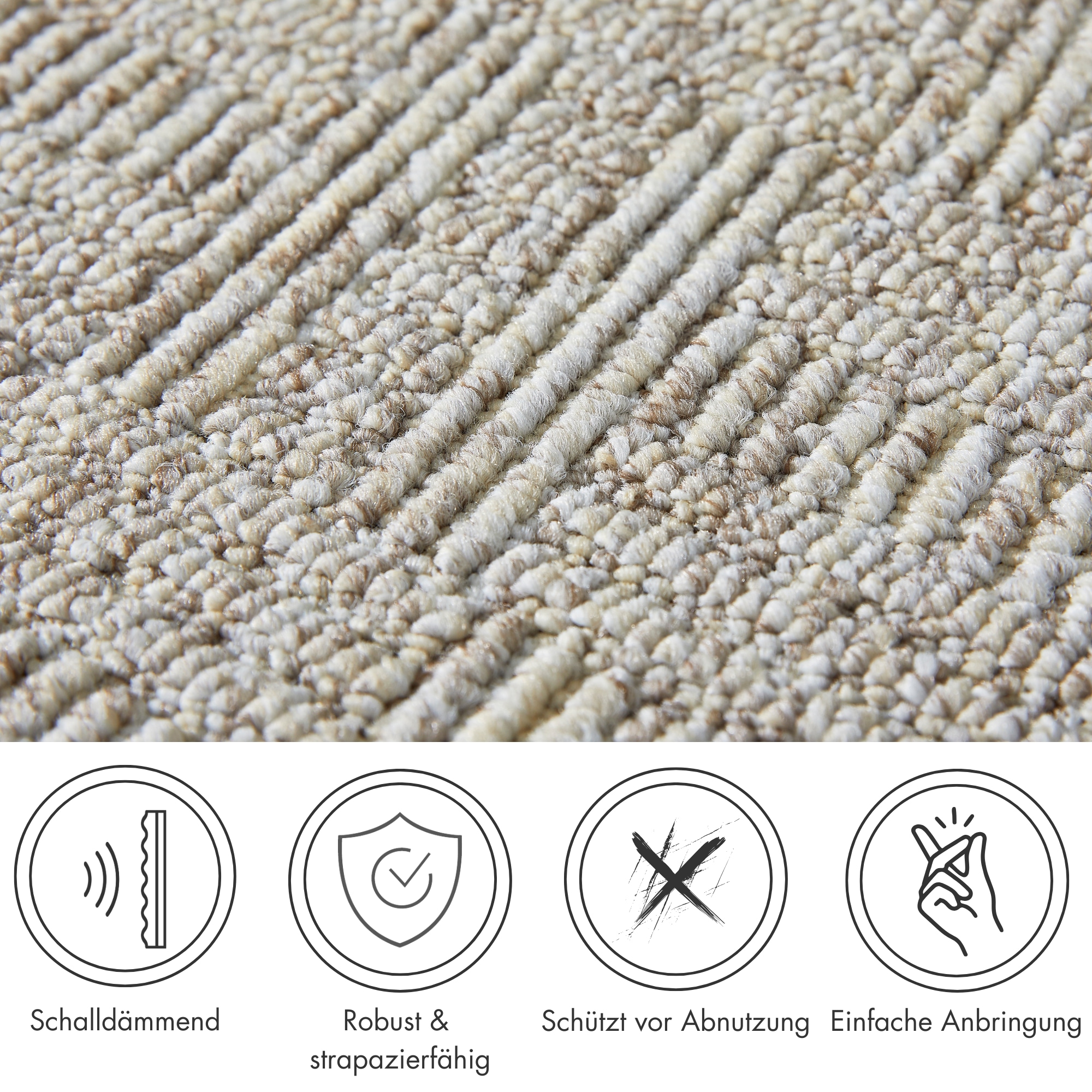 Andiamo Stufenmatte »Leo, Made in Poland« halbrund 6 mm Höhe grobe melierte Schlinge, selbstklebend, 15 Stück in einem Set