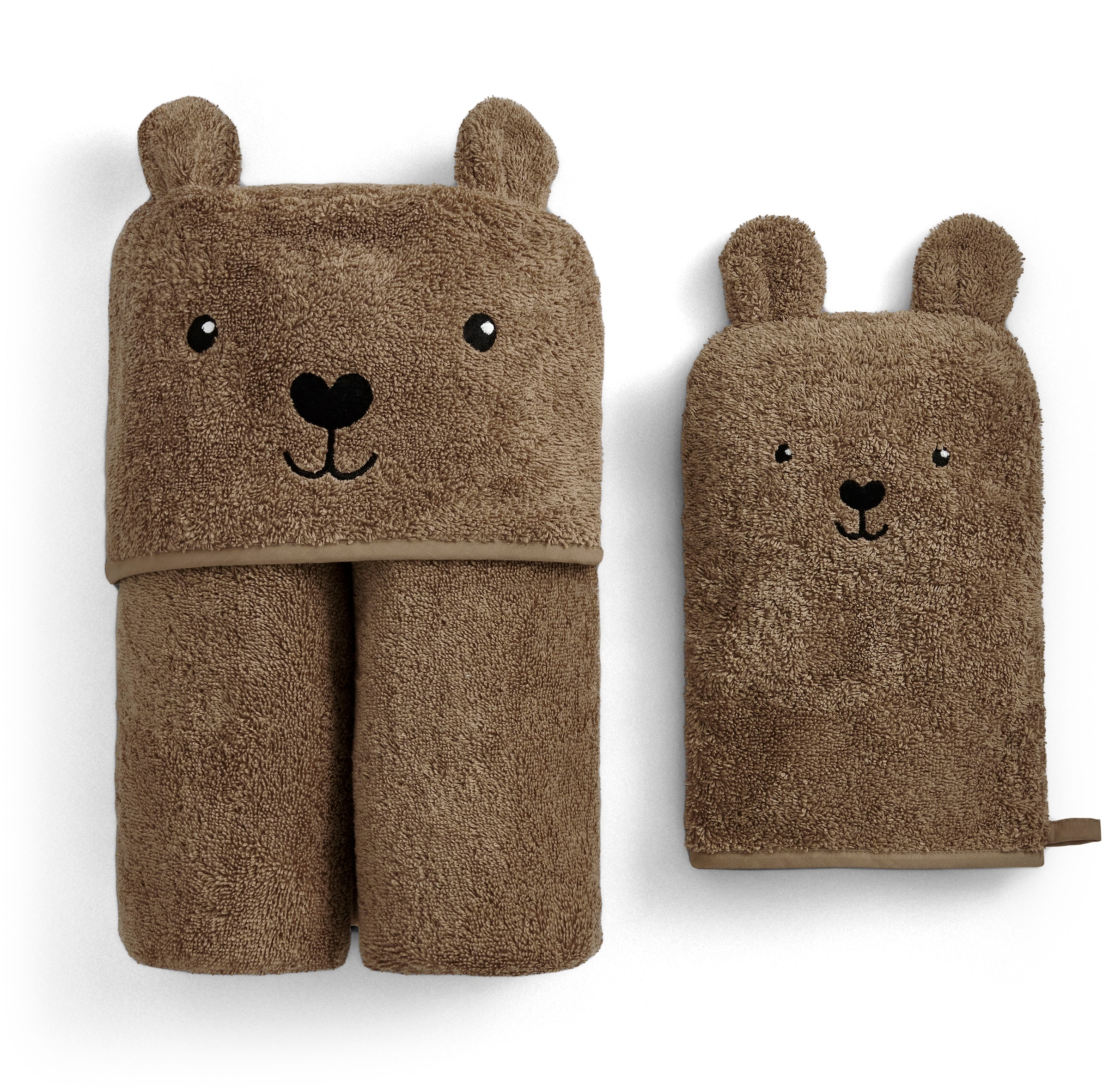 Christy Handtuch Set »Christy Baby Bär« Set 2 Stk. Walkfrottier 1 Kapuzen-Badetuch (95x90 cm) und 1 Waschhandschuh (23x15 cm)