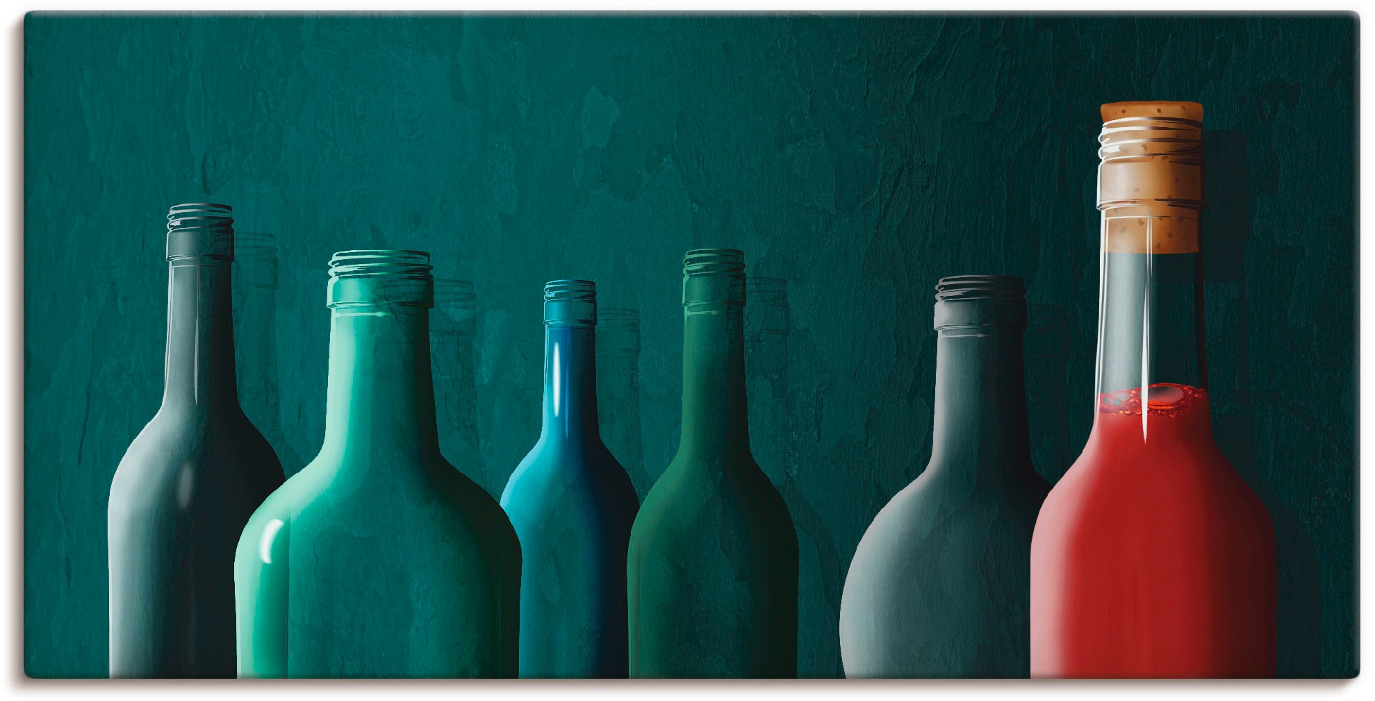 Image of Artland Wandbild »Die letzte volle Flasche 2«, Getränke, (1 St.), in vielen Grössen & Produktarten -Leinwandbild, Poster, Wandaufkleber / Wandtattoo auch für Badezimmer geeignet bei Ackermann Versand Schweiz