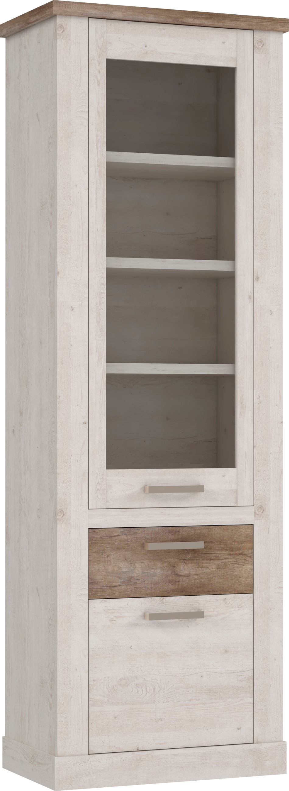 FORTE Vitrine »Duro« Höhe 212 cm, Glasvitrine mit Schublade, im Landhausstil