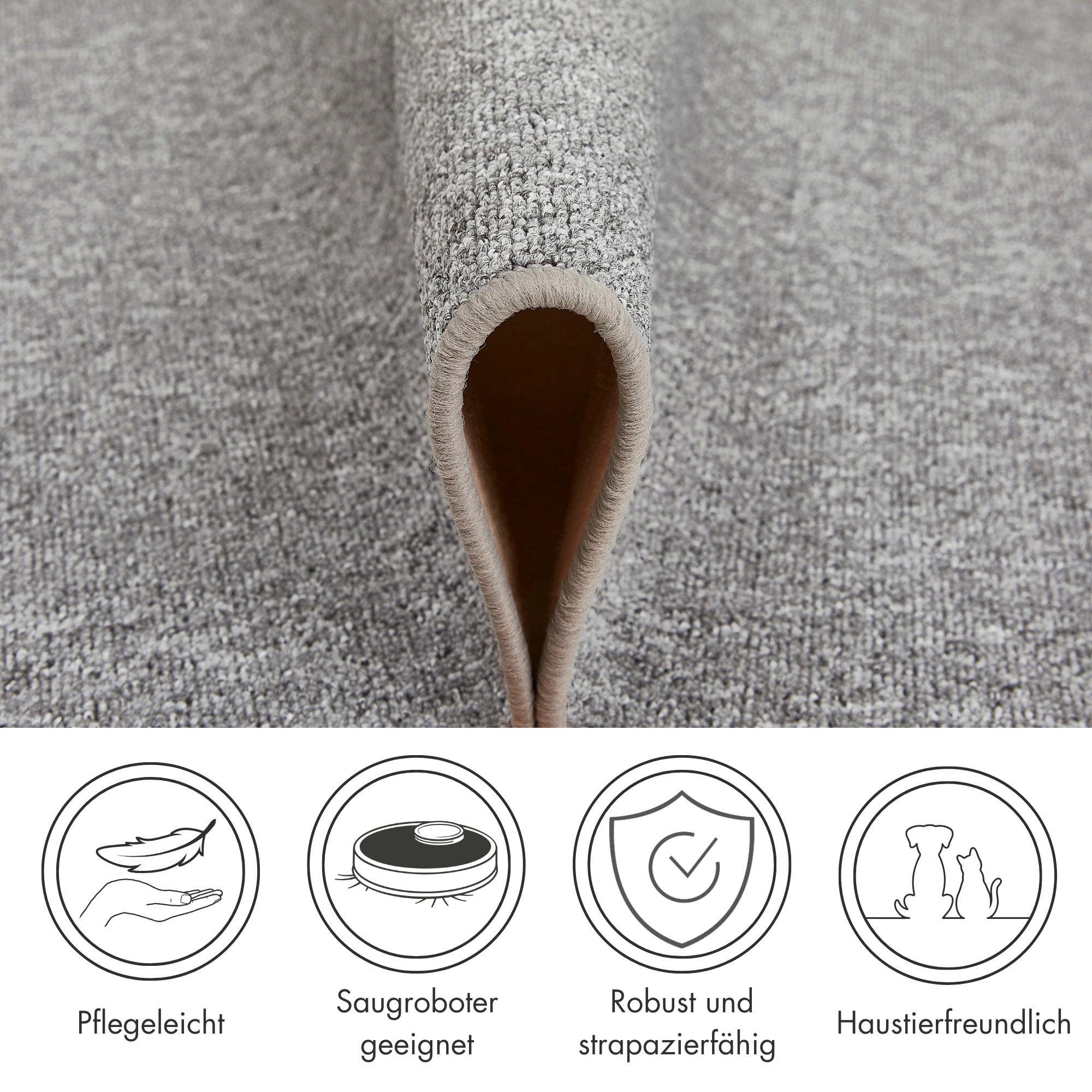Andiamo Teppich »Luton, Made in Germany«, rechteckig, 5 mm Höhe, melierte Optik, auch als Läufer, Wohnzimmer & Schlafzimmer