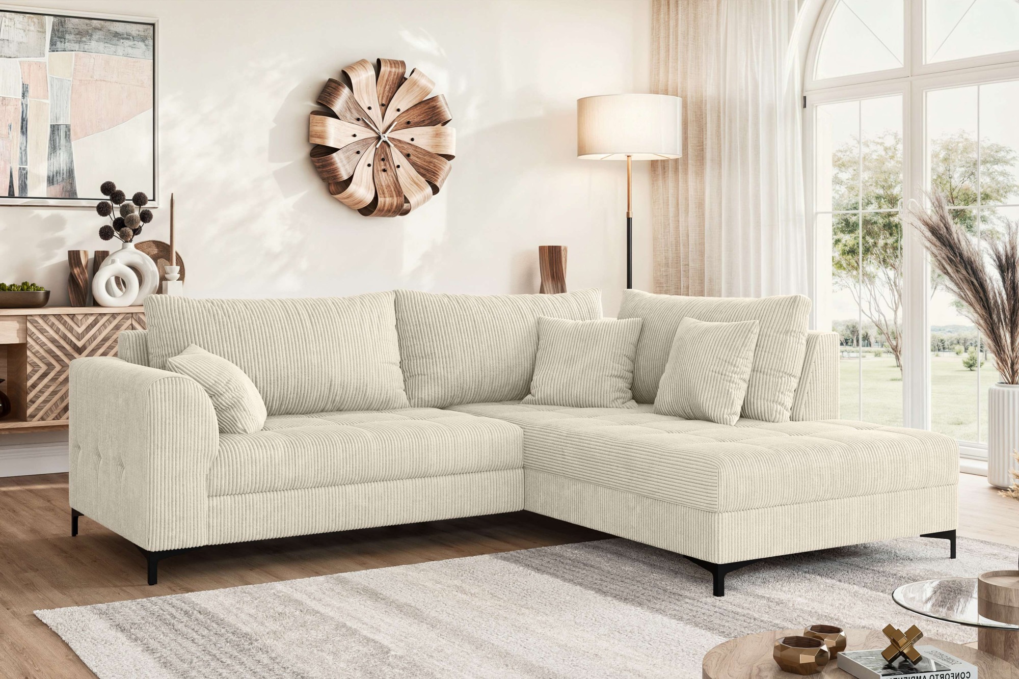 Image of GOODproduct Ecksofa "LEEVKE Design-Sofa mit Ottomane rechts/links bestellbar, Breite 232 cm" in vielen modernen Farben erhältlich, belastbar bis 480 kg