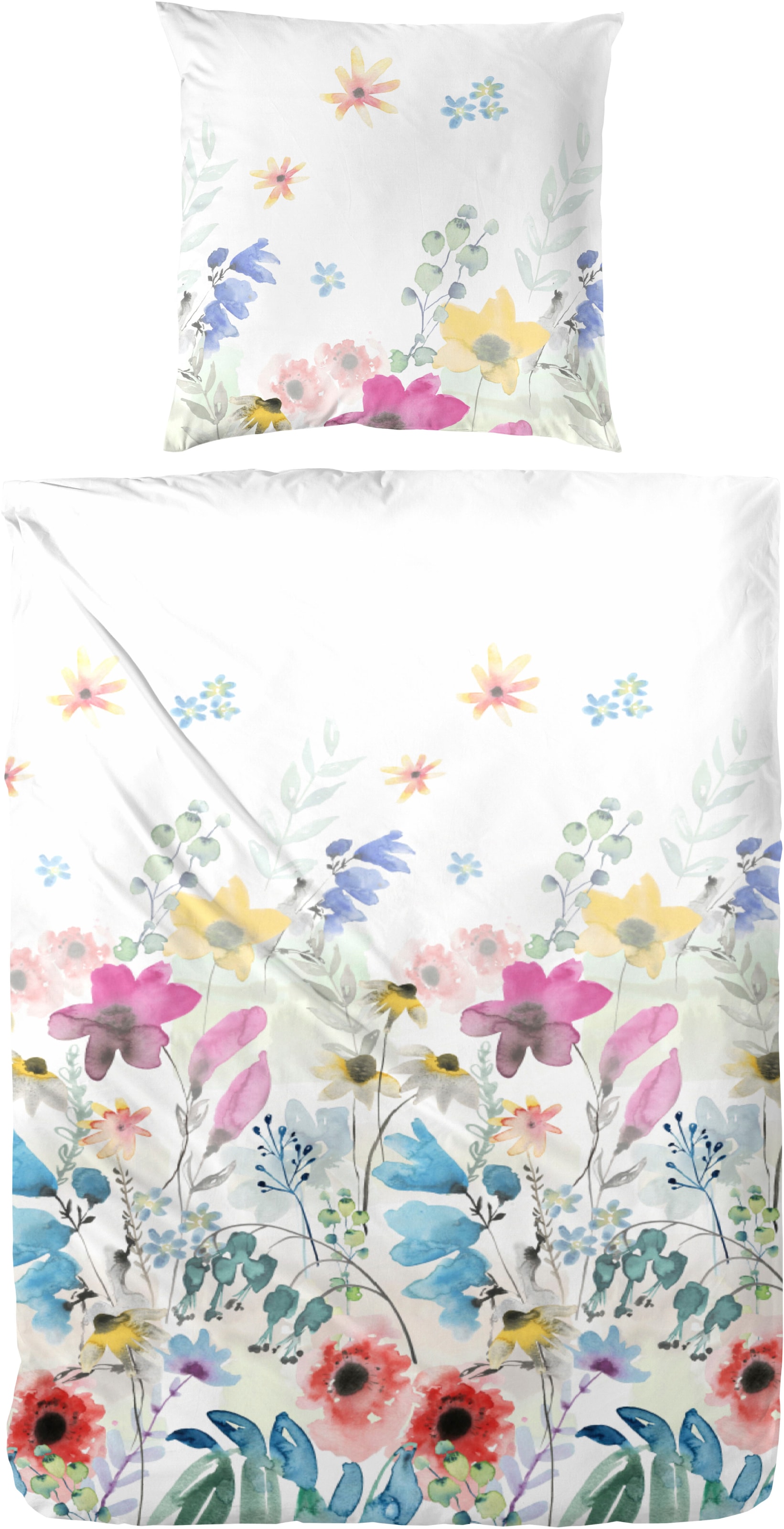 Image of Primera Bettwäsche "Mako-Satin-Bettwäsche Alpine Garden" 2 Stk. mit kunstvollen Blumen