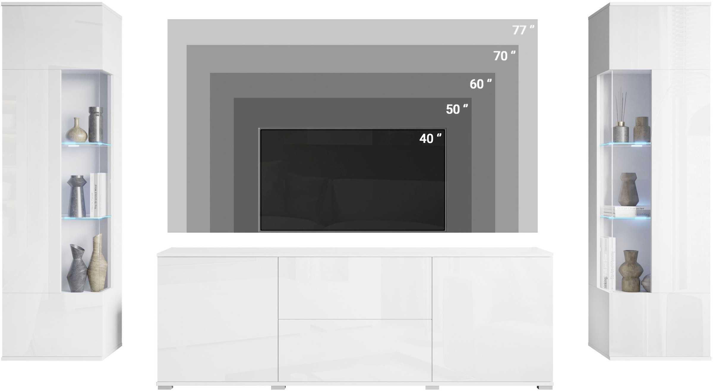 GOODproduct Wohnwand »KENIA« Komplett-Set, 3 Stk. tlg.