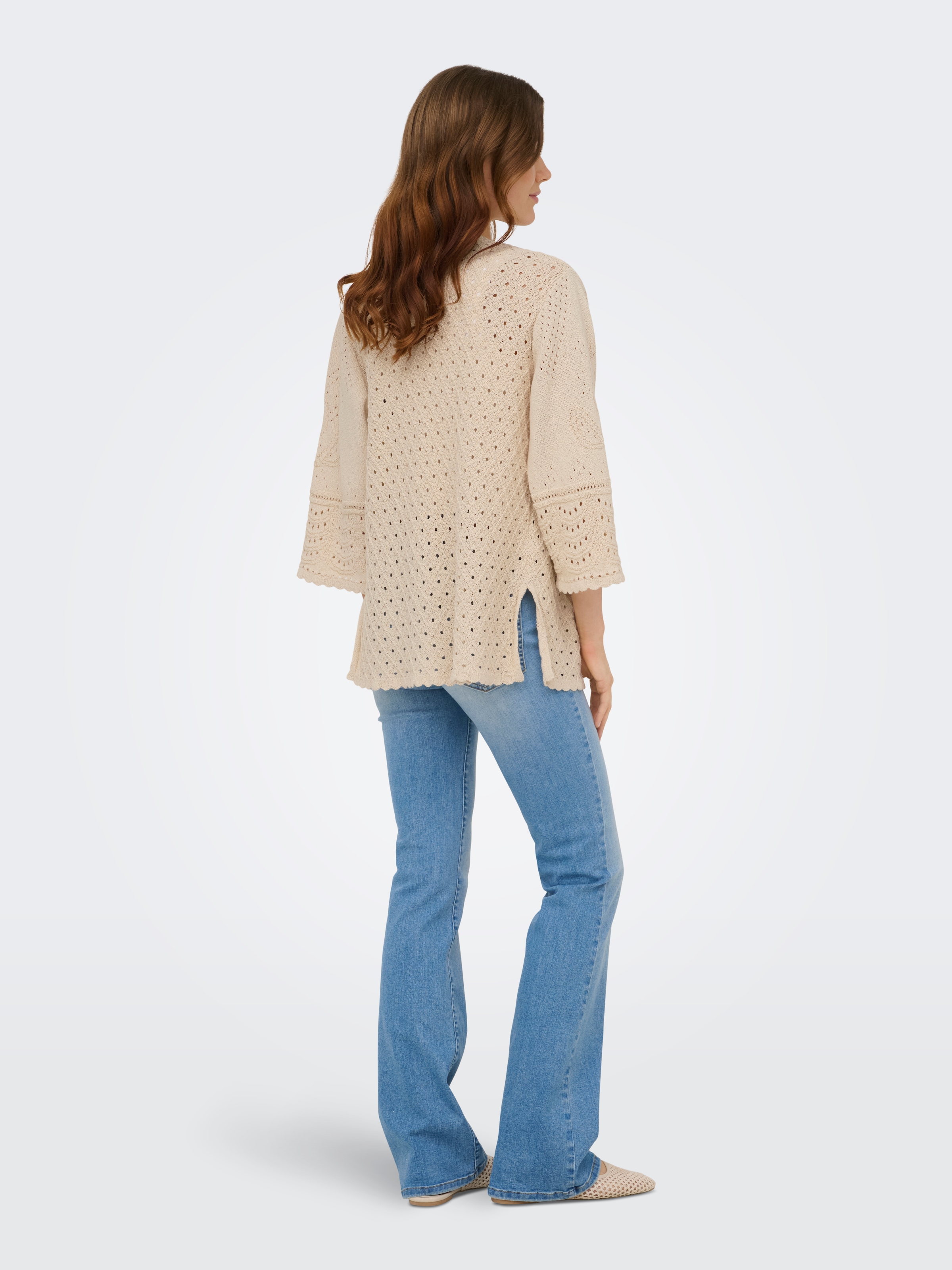 ONLY Strickjacke »ONLLUZA 3/4 V-NECK LONG KIMONO KNT« Baumwollmischung, regular fit, V-Ausschnitt