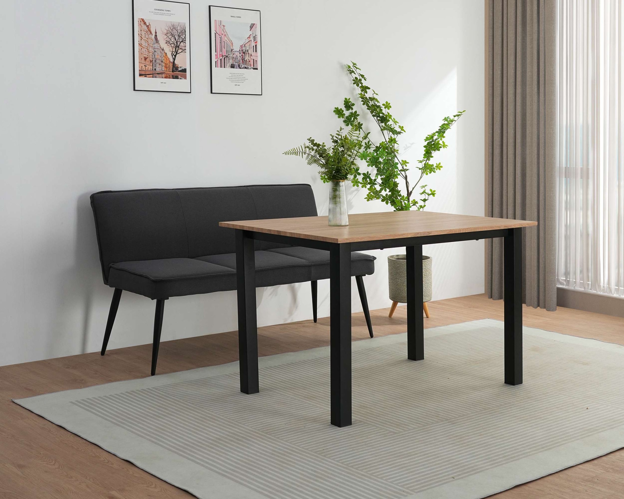 GOODproduct Essbank »Ianna« schwarze Metallbeine, pflegeleichtem Webstoff Bezug, Breite 140 cm