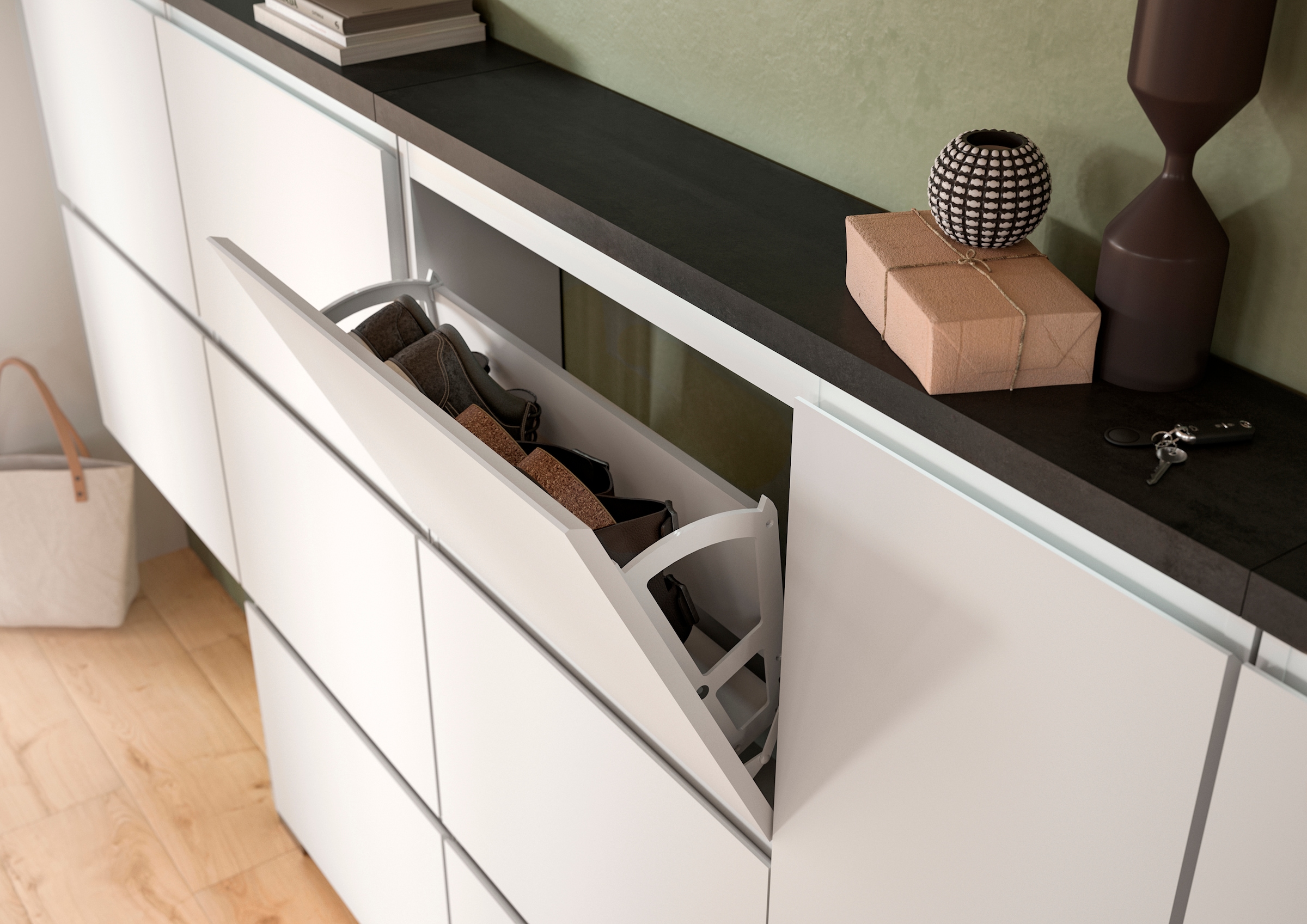 INOSIGN Armoire à chaussures »Skoskap, Tiefe 18cm, 3 Klappen mit Schuhwalze, Platz für 12 Schuhpaare« Schuhkipper, Schuhkommode, Schuhregal, Kommode, Anrichte