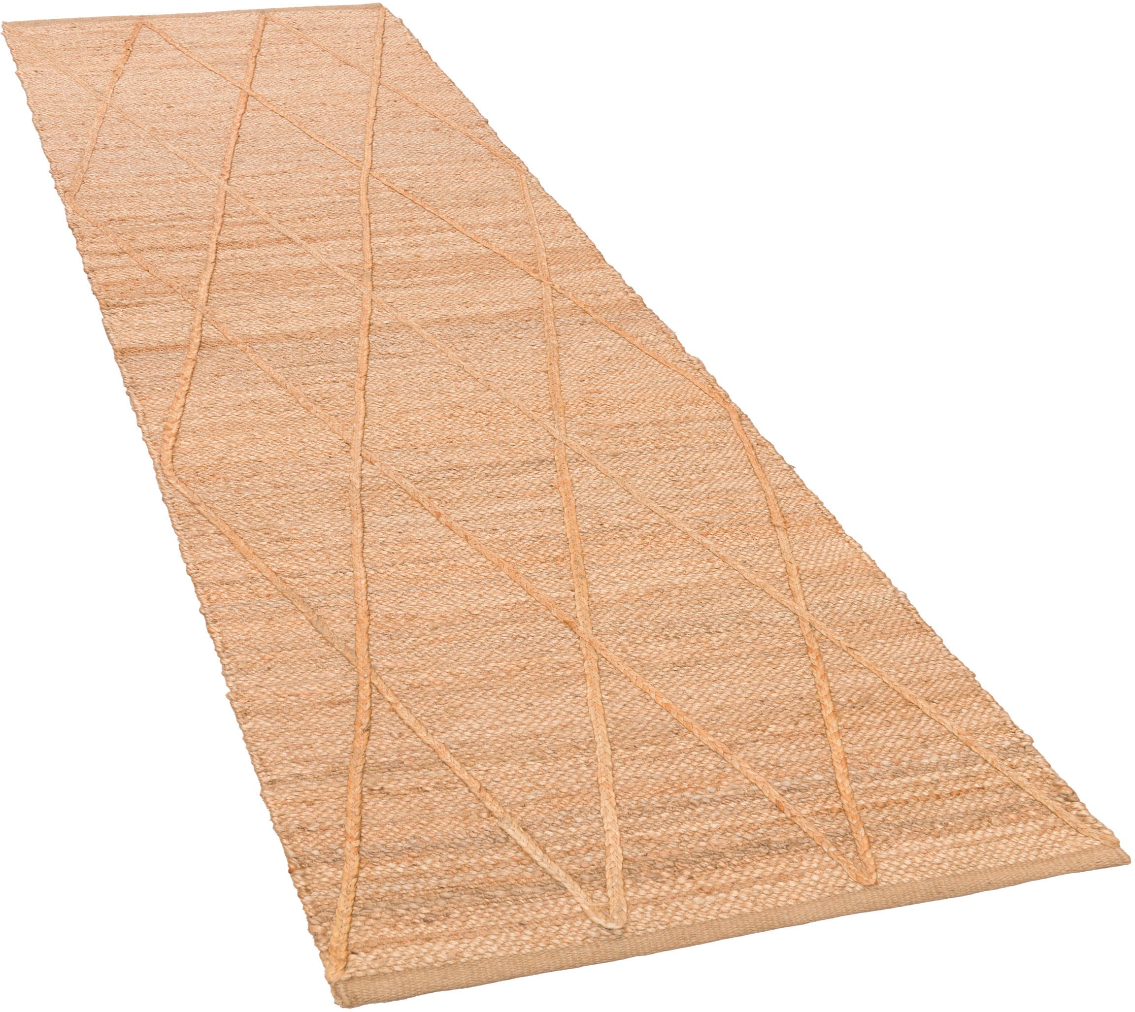 Paco Home Teppich »Skive 685«, rechteckig, 13 mm Höhe, handgeflochten, Rauten Muster, Naturfaser, auch als Läufer