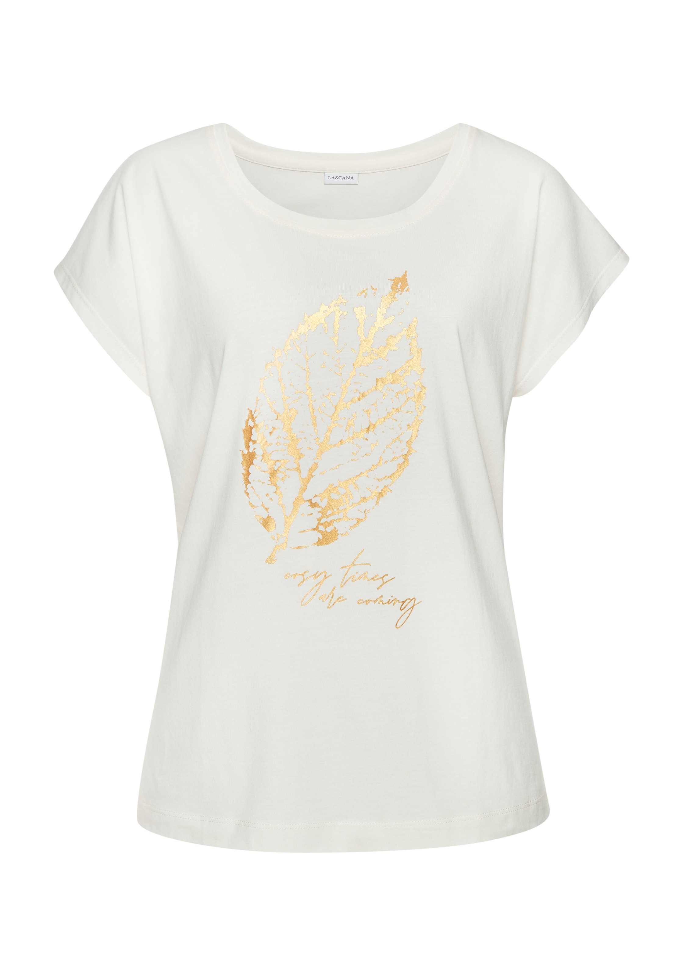 LASCANA Pyjamaoberteil, mit Folienprint