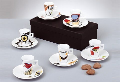 Zeller Present Espressotasse »Faces«, (Set, 12 tlg.), 6 Tassen, 6 Untertassen