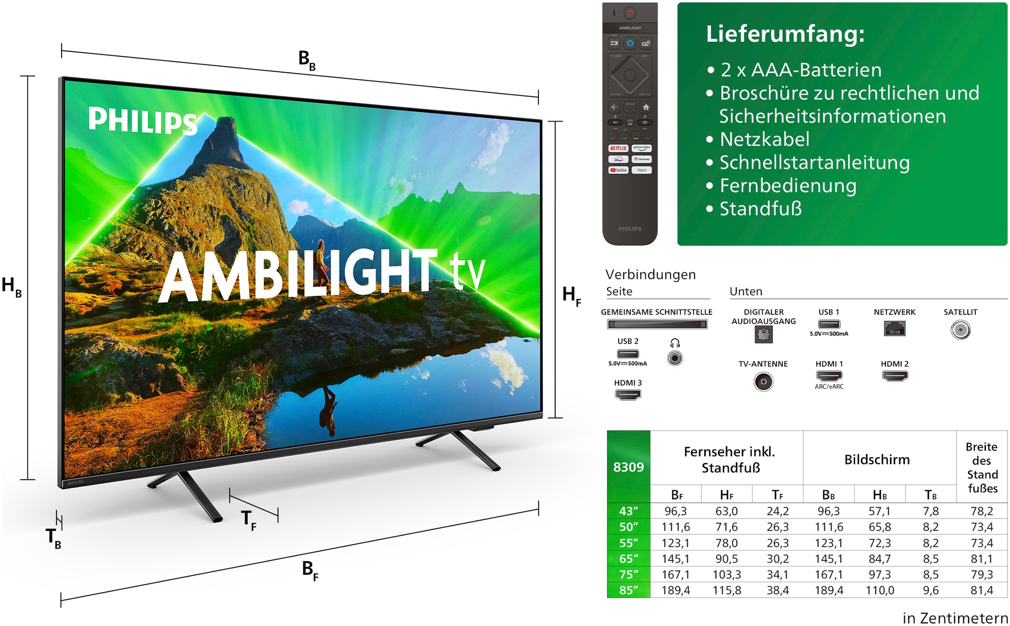 Philips LED-Fernseher »50PUS8349/12«, 4K Ultra HD, Smart-TV, WLAN, Dolby Atmos Sound, Ambilight (3-seitig)