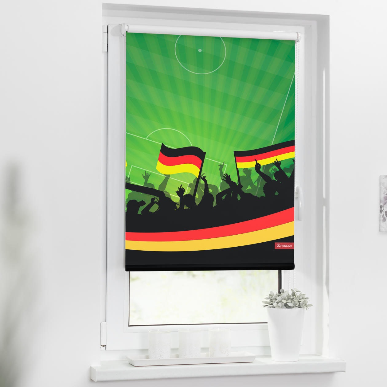 Image of LICHTBLICK ORIGINAL Seitenzugrollo »Rollo Klemmfix, ohne Bohren, Verdunkelung, Deutschlandfahne - Grün«, verdunkelnd, Verdunkelung-energiesparend, freihängend bei Ackermann Versand Schweiz