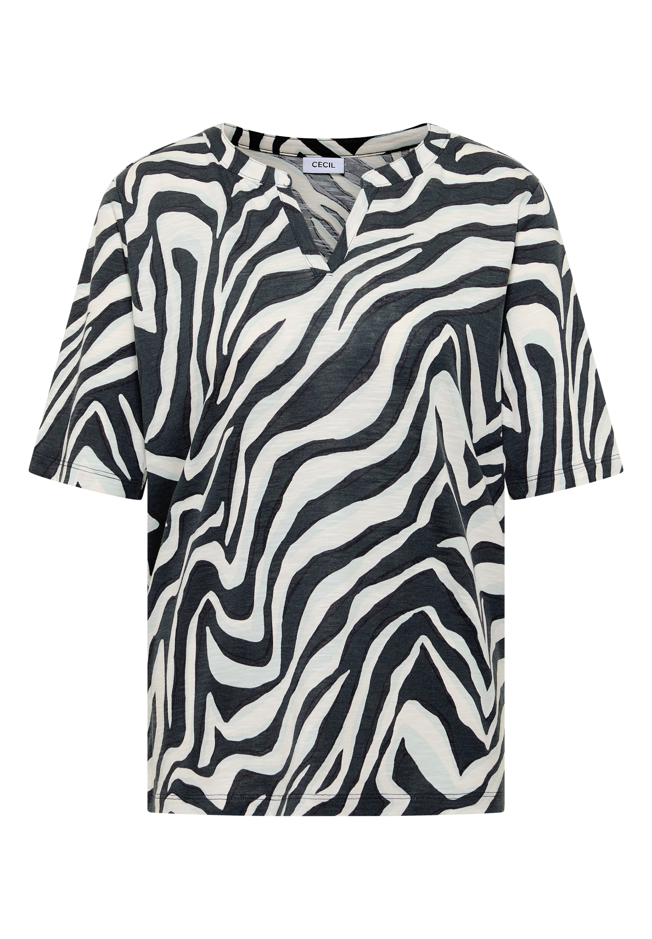 Cecil Kurzarmshirt Sommershirt mit Zebra-Print