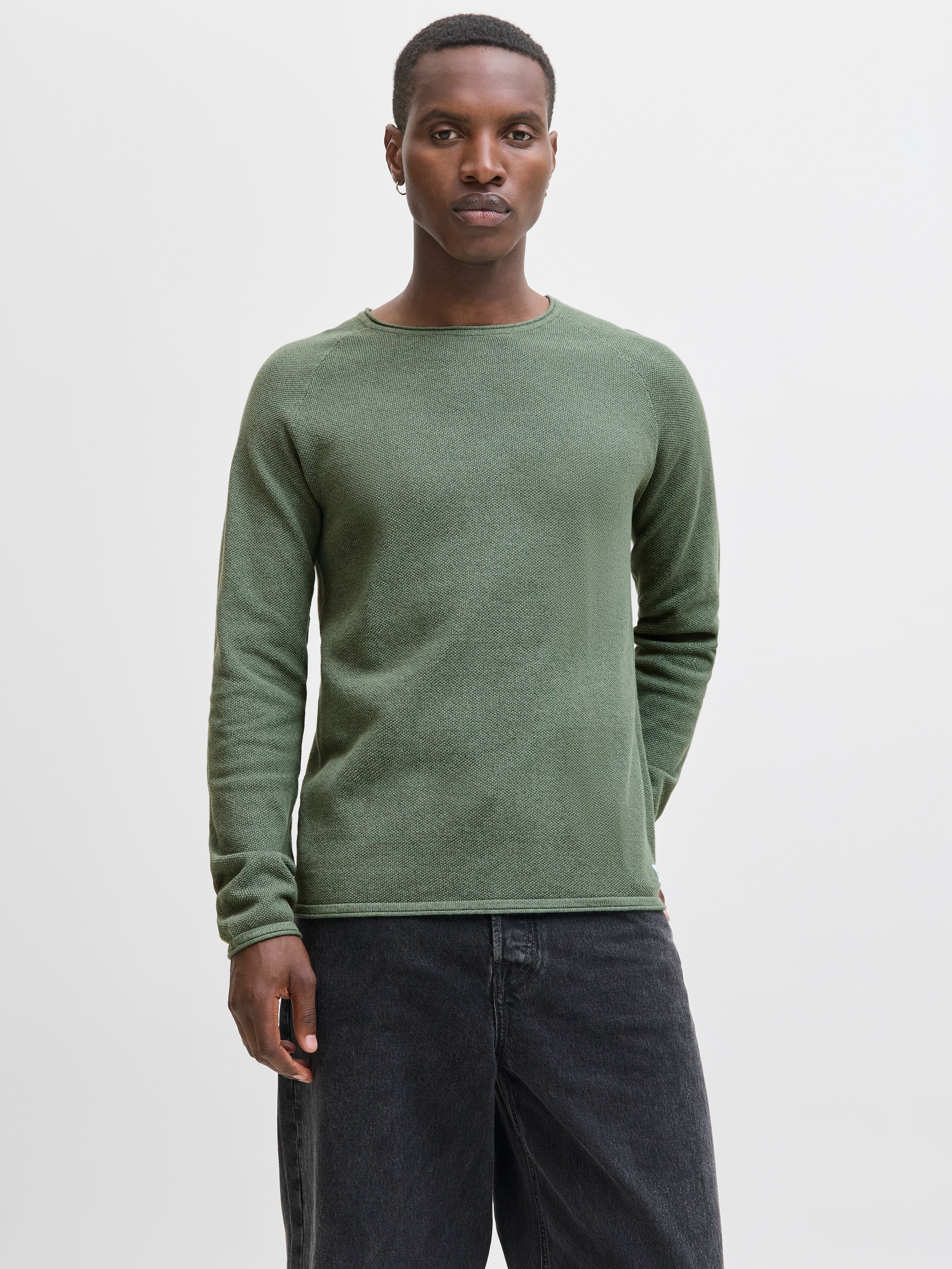 Image of Jack & Jones Rundhalspullover "JJEHILL KNIT CREW NECK NOOS" Baumwolle, regular fit