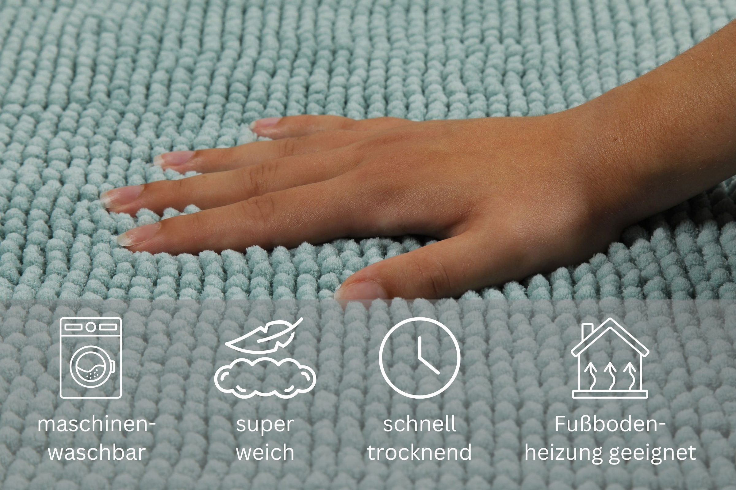 GOODproduct Badematte »Kaelan , weicher Chenille« Höhe 14 mm rutschhemmend beschichtet fussbodenheizungsgeeignet Badvorleger, Badteppich weiches Chenille, pastellfarben, Badezimmer