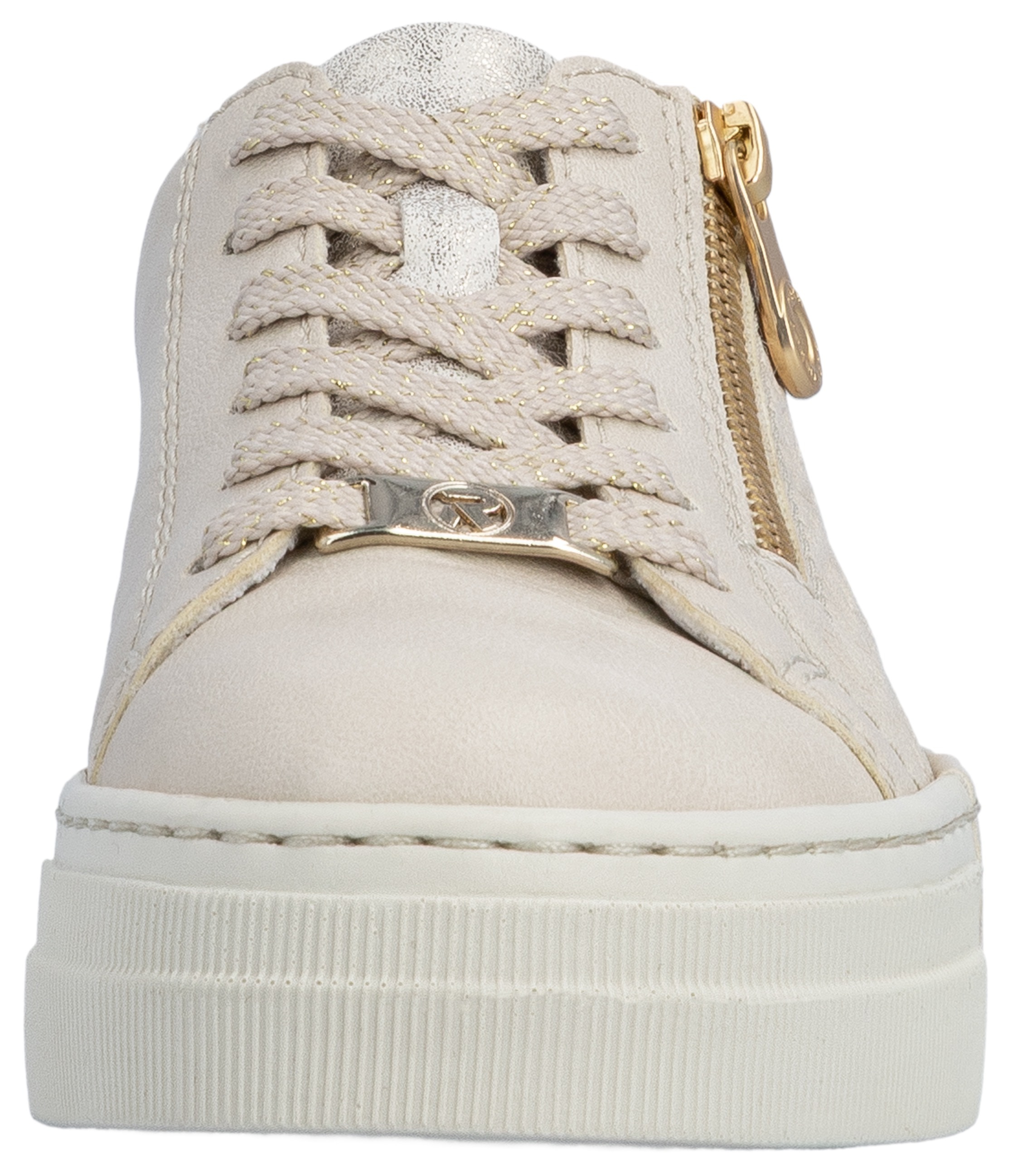 Rieker Baskets à plateforme  mit goldfarbenem Reissverschluss, Freizeitschuh, Halbschuh, Schnürschuh