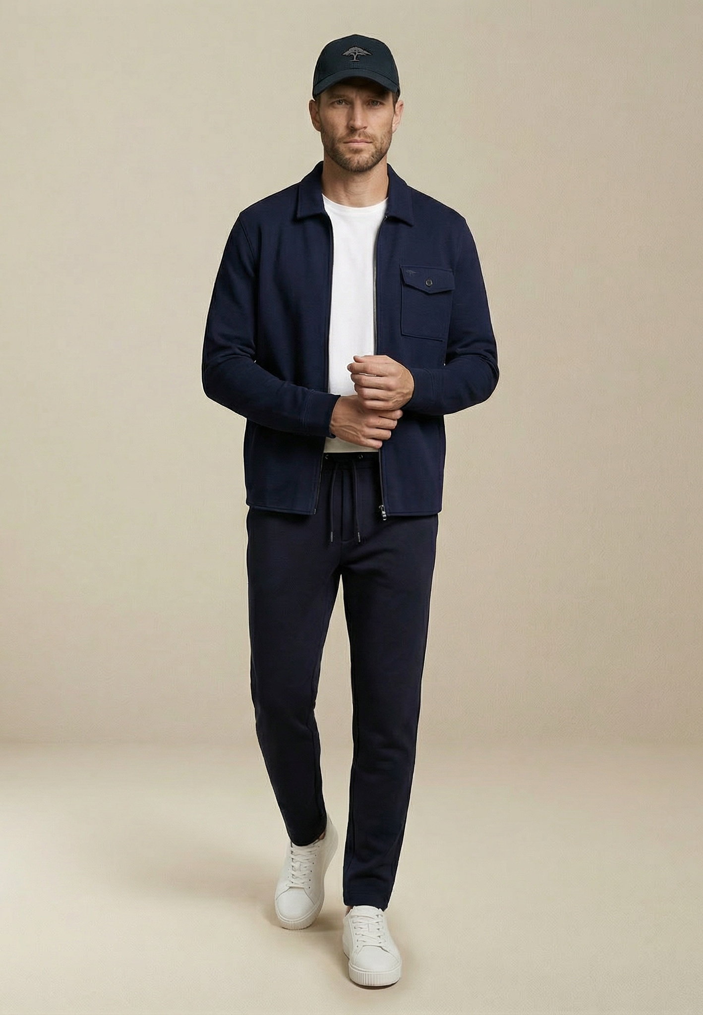 FYNCH-HATTON Veste courte ohne Kapuze Materialmix aus Polyester, Baumwolle und Elasthan, normale Passform