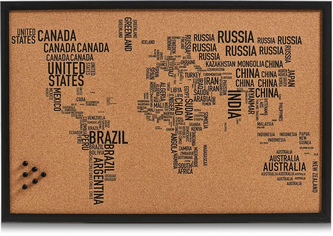 Zeller Present Pinnwand »World günstig kaufen Motiv Kork, aus Letters«, rechteckig, Weltkarte