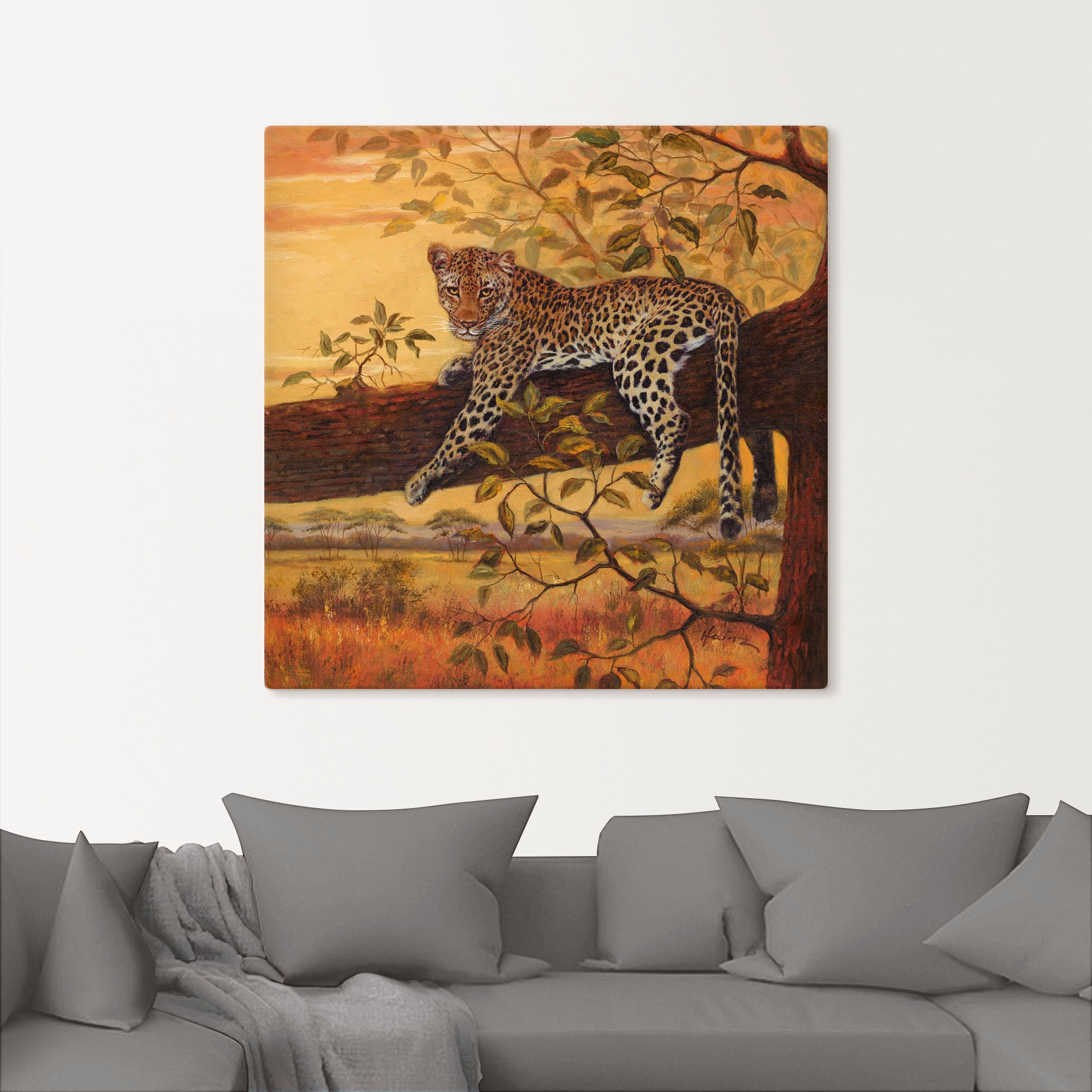 Artland Wandbild »Ruhender Leopard«, Wildtiere, (1 St.), als Leinwandbild, Wandaufkleber in verschied. Grössen