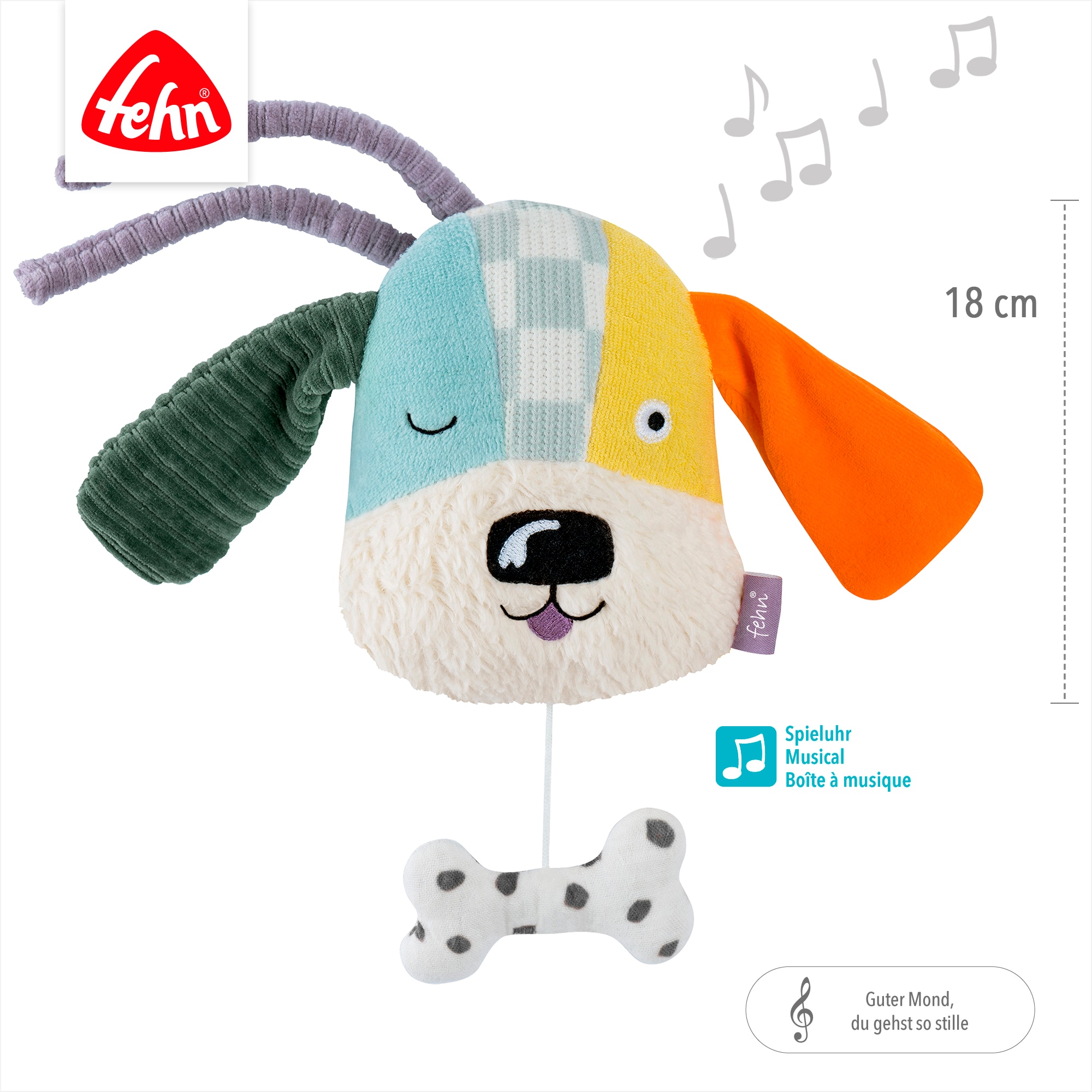 Fehn Boîte à musique »Mini-Spieluhr Hund« contient du coton bio