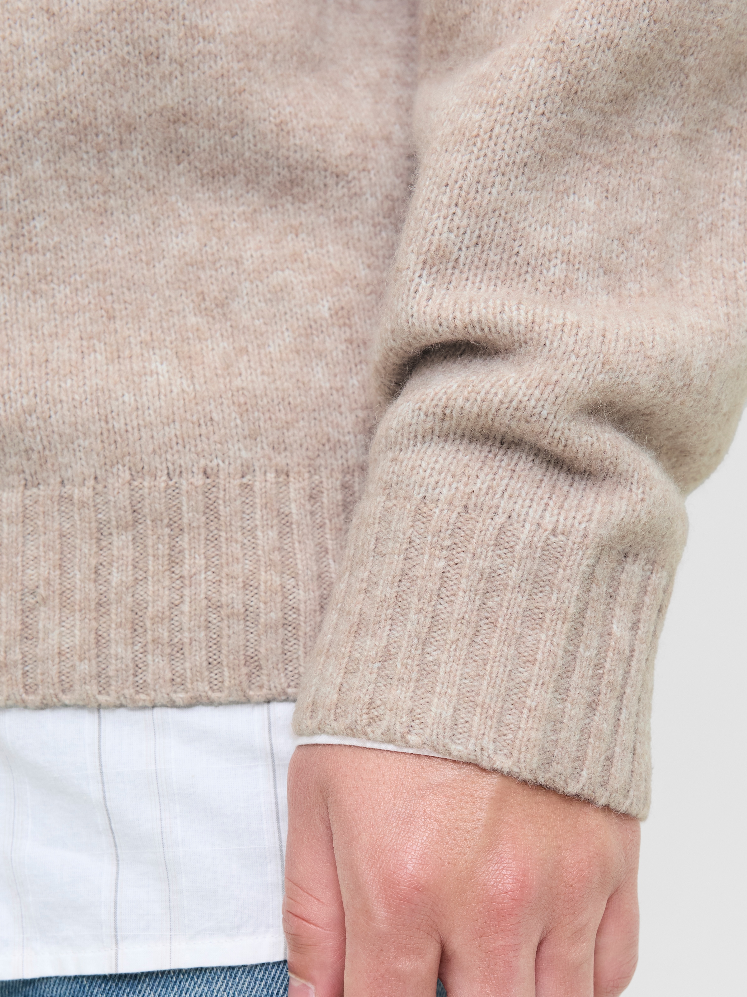 Jack & Jones Pull à col rond »JJESOHO OLLIE KNIT CREW NECK SN« Materialmix, relaxed fit