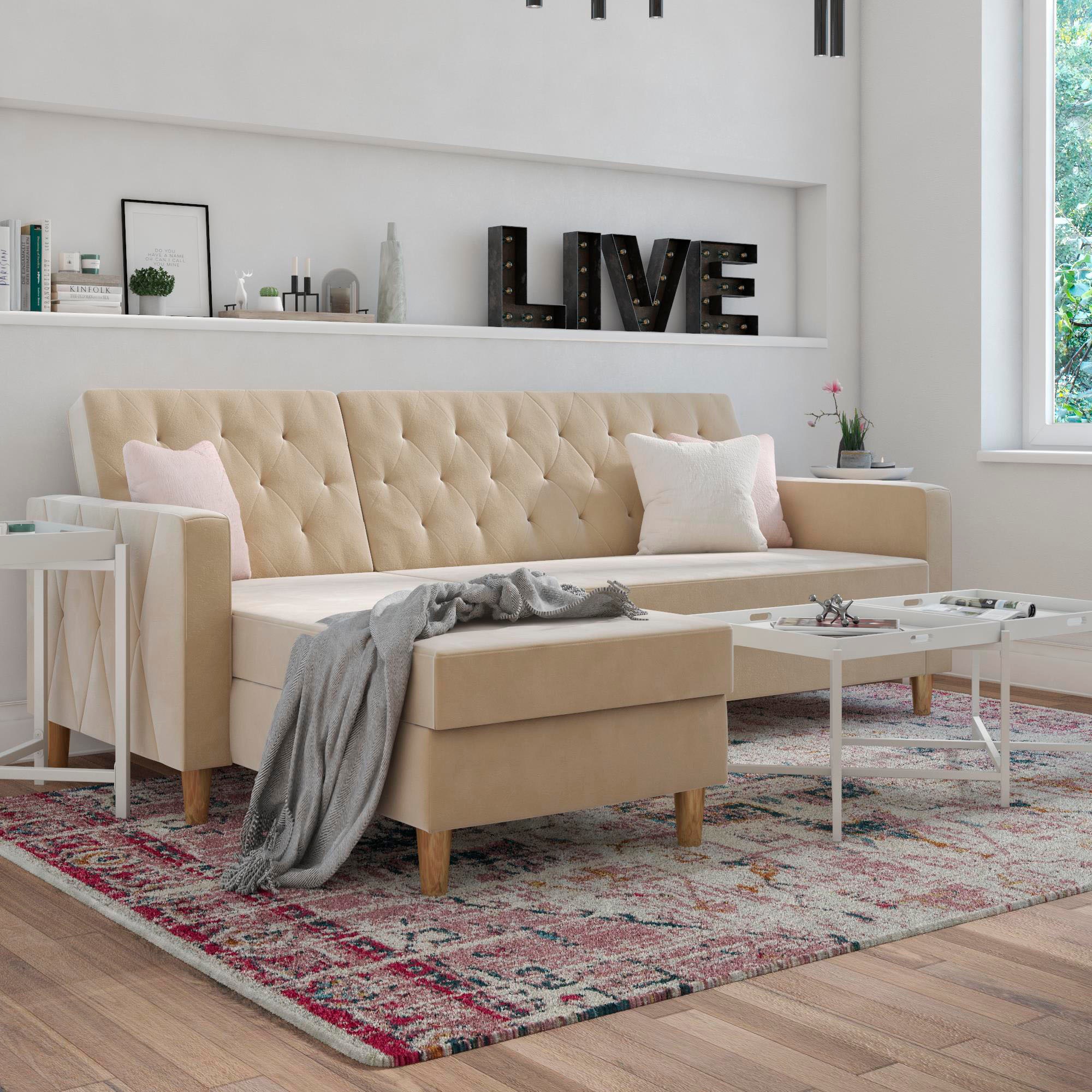 CosmoLiving by Cosmopolitan Ecksofa »Liberty, L-Form,« mit Schlafffunktion, Recamiere beidseitig montierbar, Sitzhöhe 43 cm