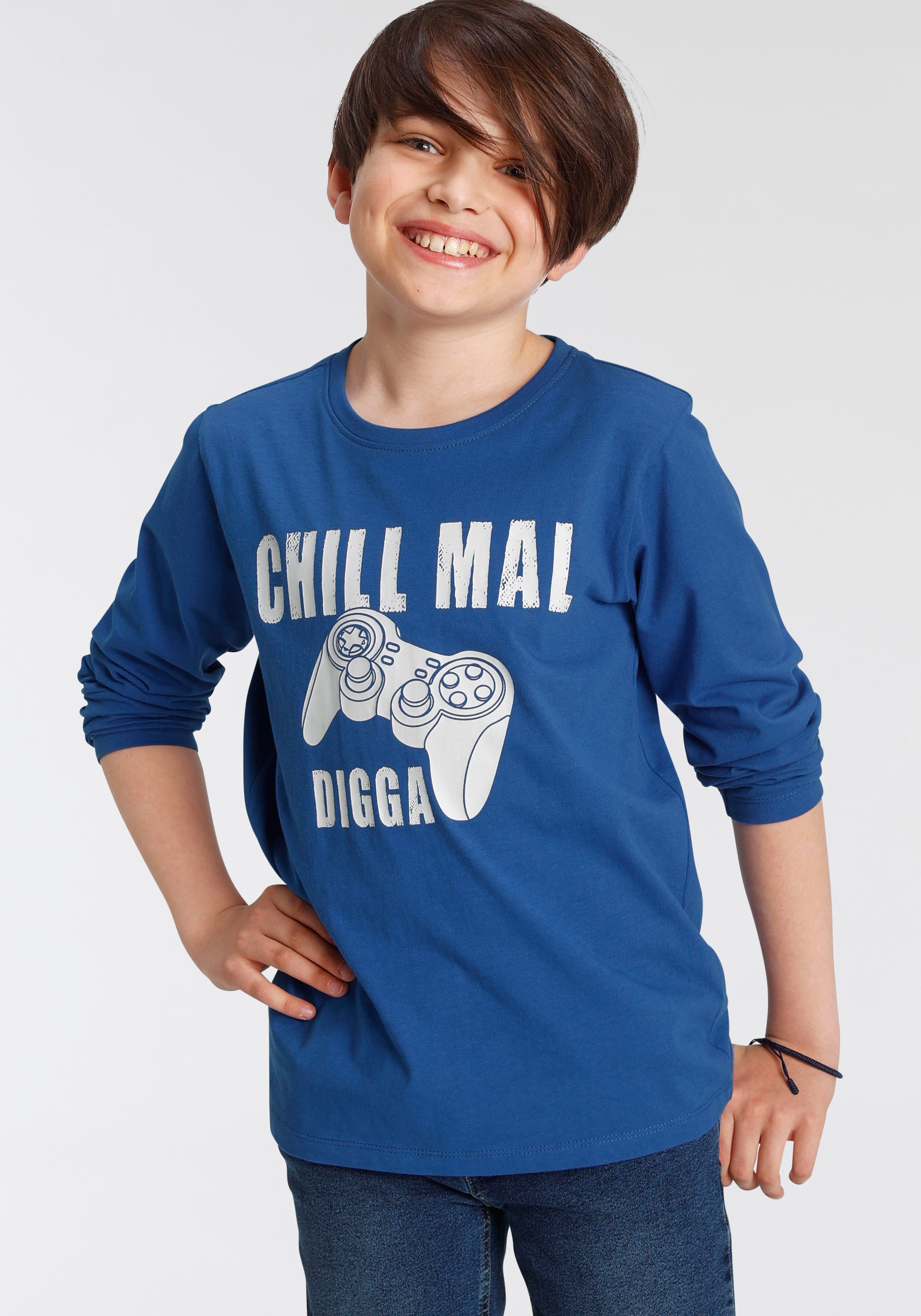 Trendige KIDSWORLD Langarmshirt »CHILL MAL...«, Spruch versandkostenfrei -  ohne Mindestbestellwert bestellen | Jungen