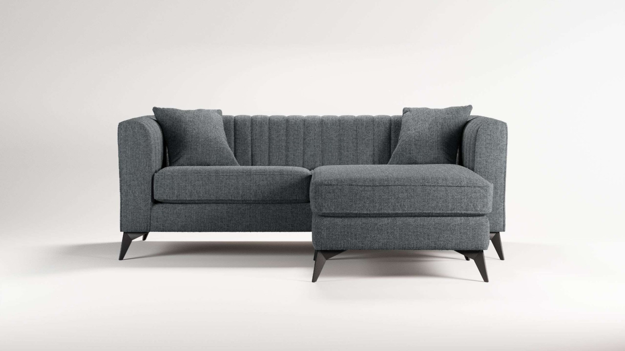 Places of Style Ecksofa »MATTHEW L-Form ideal für kleine Räume, Masse B/T/H: 201/162/74 cm«, elegantes Designsofa, feine Steppung im Rücken, incl. Zierkissen
