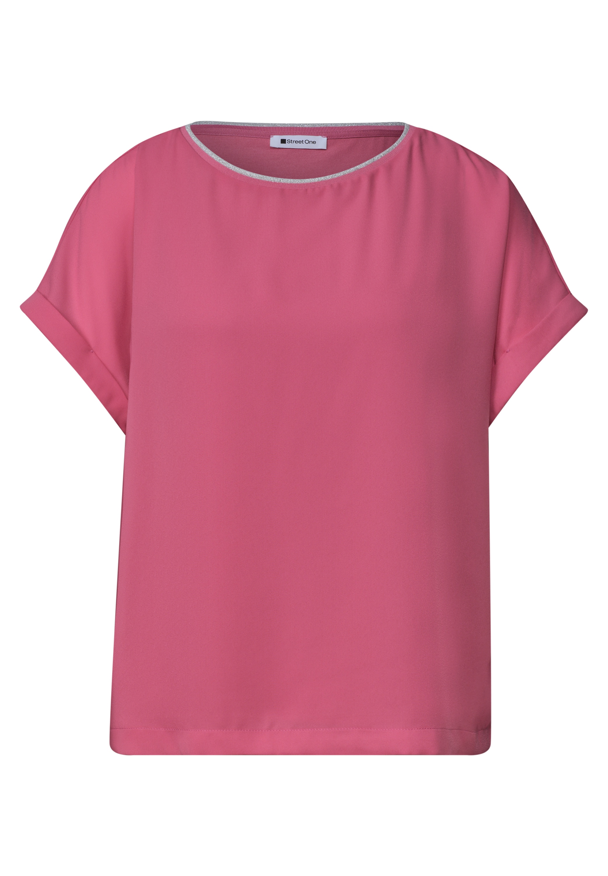 STREET ONE Shirttop 2-in-1 Sommershirt aus Chiffon mit Boat Neck