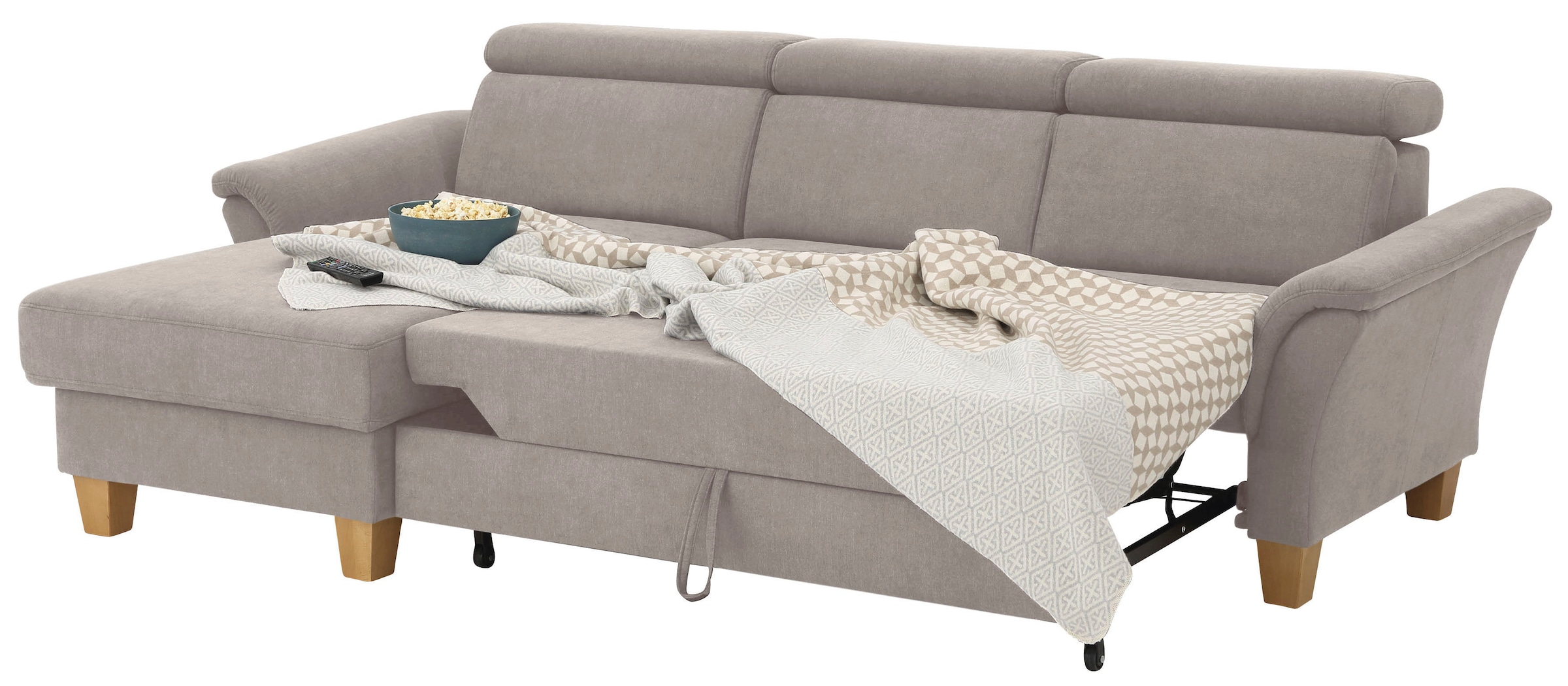 Home affaire Ecksofa »Conville L-Form«, Federkern, wahlweise mit Bettfunktion und Bettkasten bzw. Stauraum
