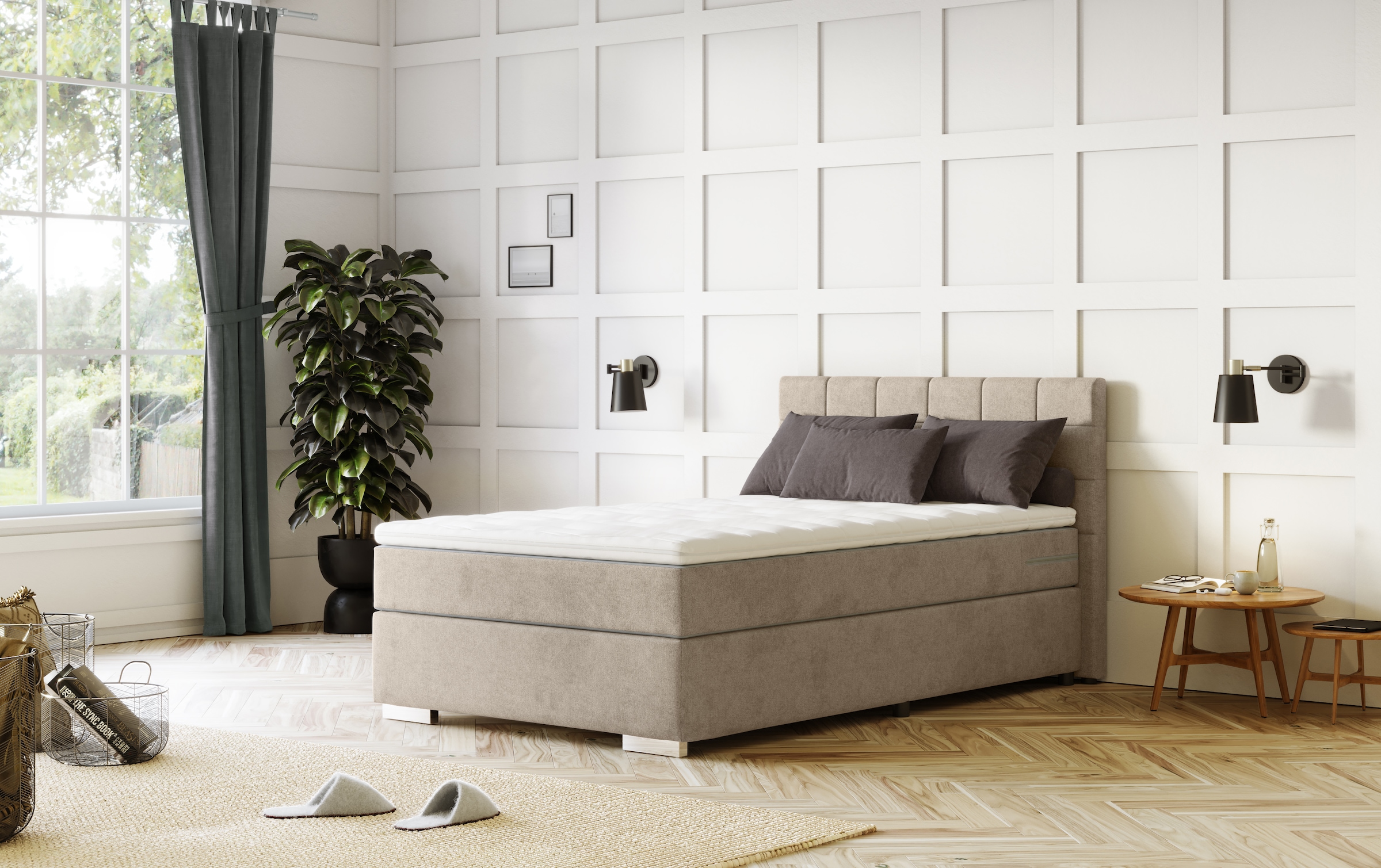 COTTA Lit boxspring »Simba in verschiedenen Farben und Breiten erhältlich, ohne Matratze« tissu revêtement : texture fine