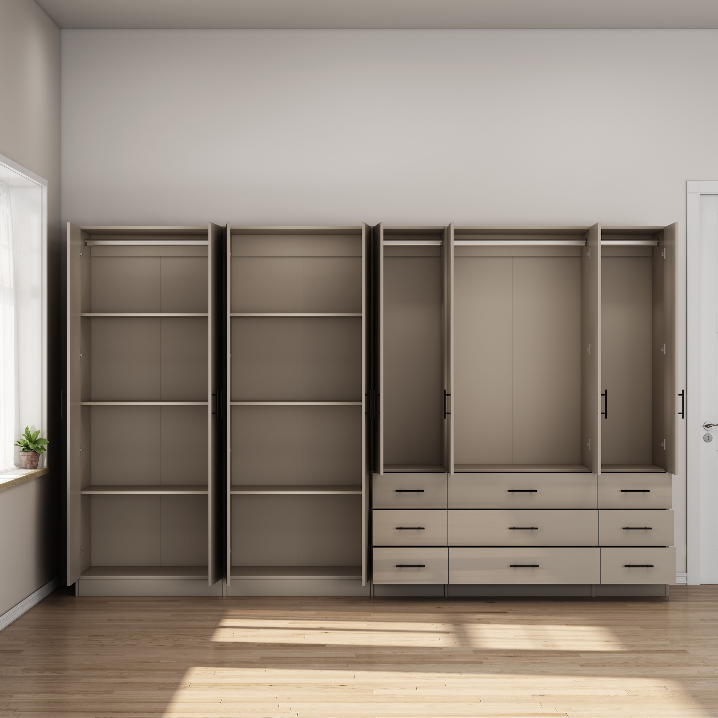 GOODproduct Kleiderschrank »Trento Schlafzimmerschrank Garderobe hochglanz« Schrank mit 8 Türen und 9 Schubladen, hochglänzende Fronten