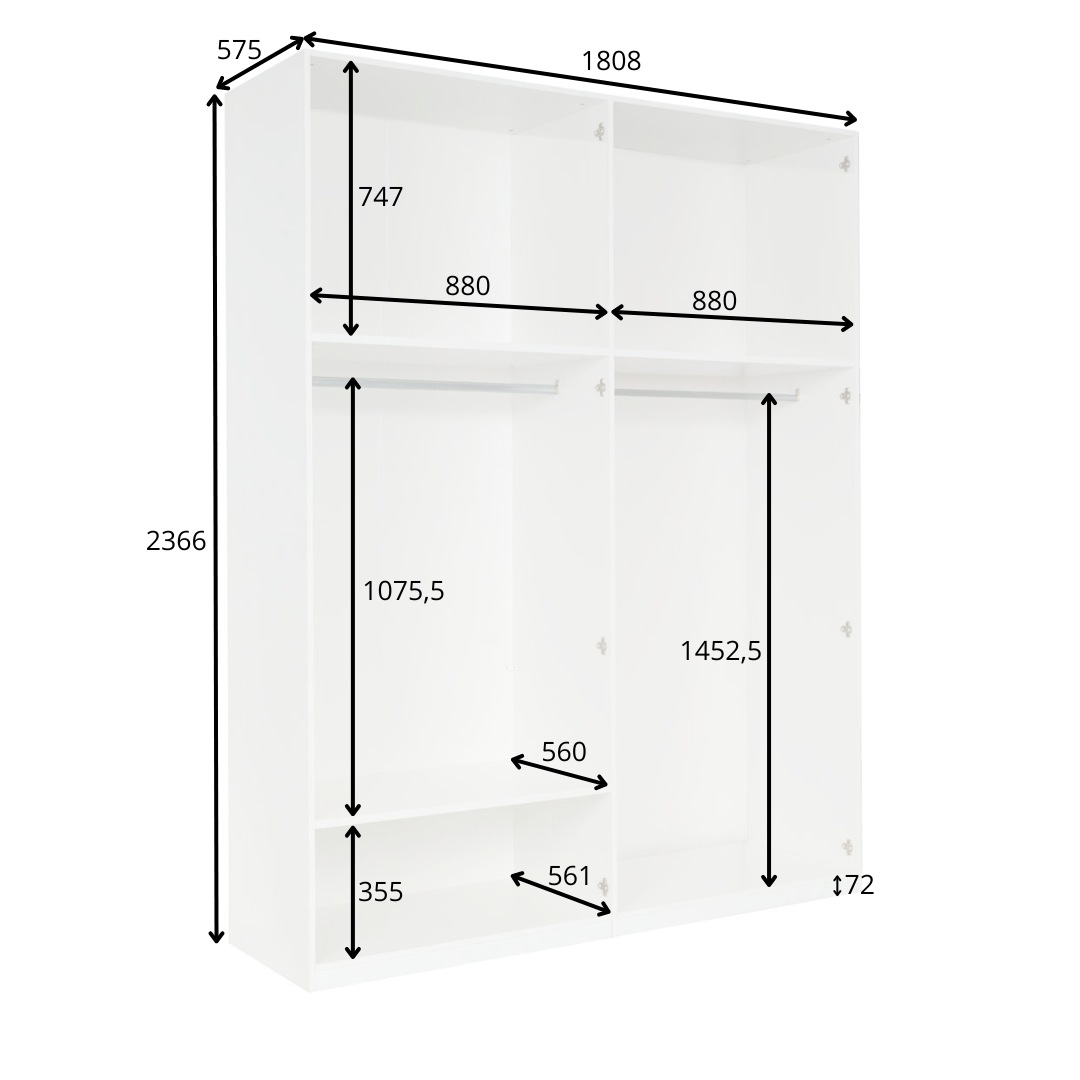 INOSIGN Kleiderschrank »Kleiderschrank Malissa mit Regalen und Kleiderstangen«, Garderobe mit 4 Hochglanz-Drehtüren, BxTxH 181x59x237 cm