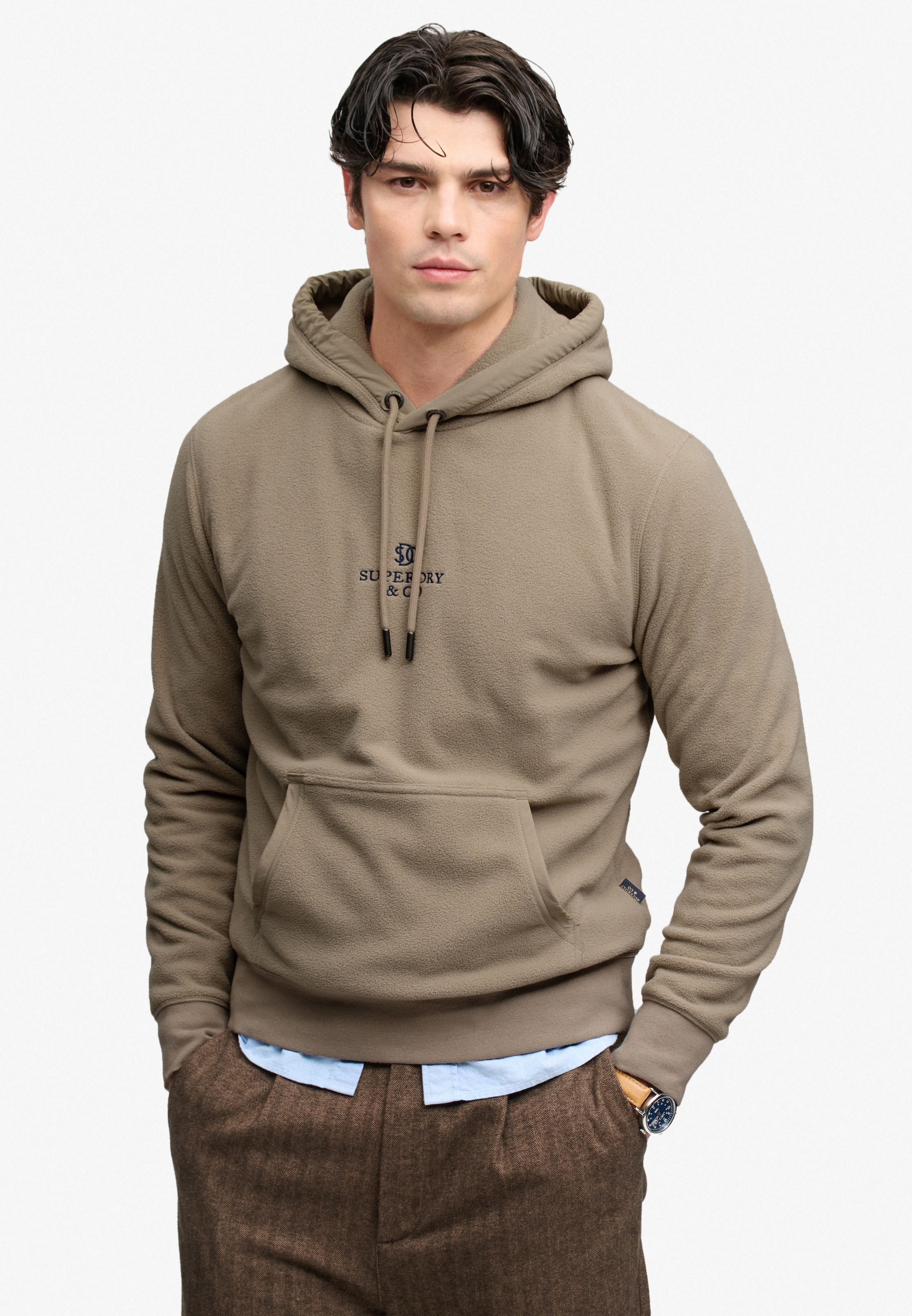 Image of Superdry Kapuzensweatshirt "MICRO LOGO FLEECE HOOD", Kunstfaser, loose fit