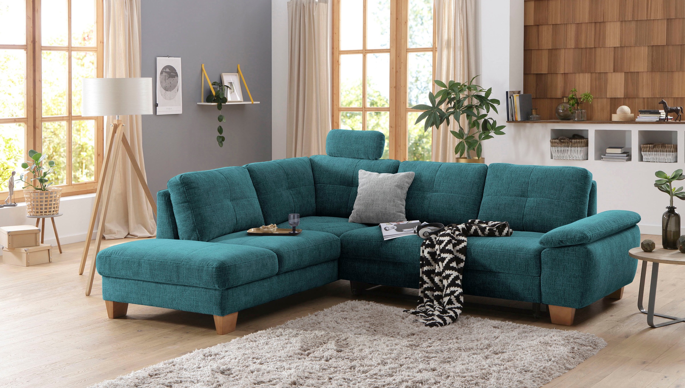 Image of Home affaire Ecksofa »Laverna«, wahlweise mit Bettfunktion in 4 Bezugsqualitäten bei Ackermann Versand Schweiz