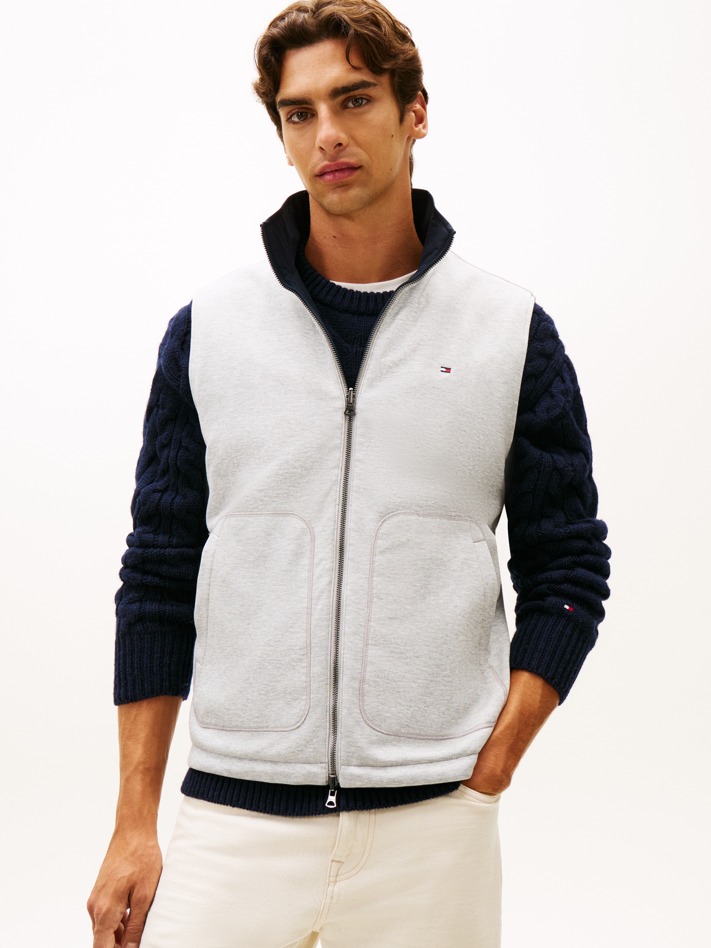 Tommy Hilfiger Wendeweste »LW REVERSIBLE« von beiden Seiten tragbar, Stehkragen, 2-Wege-Reissverschluss
