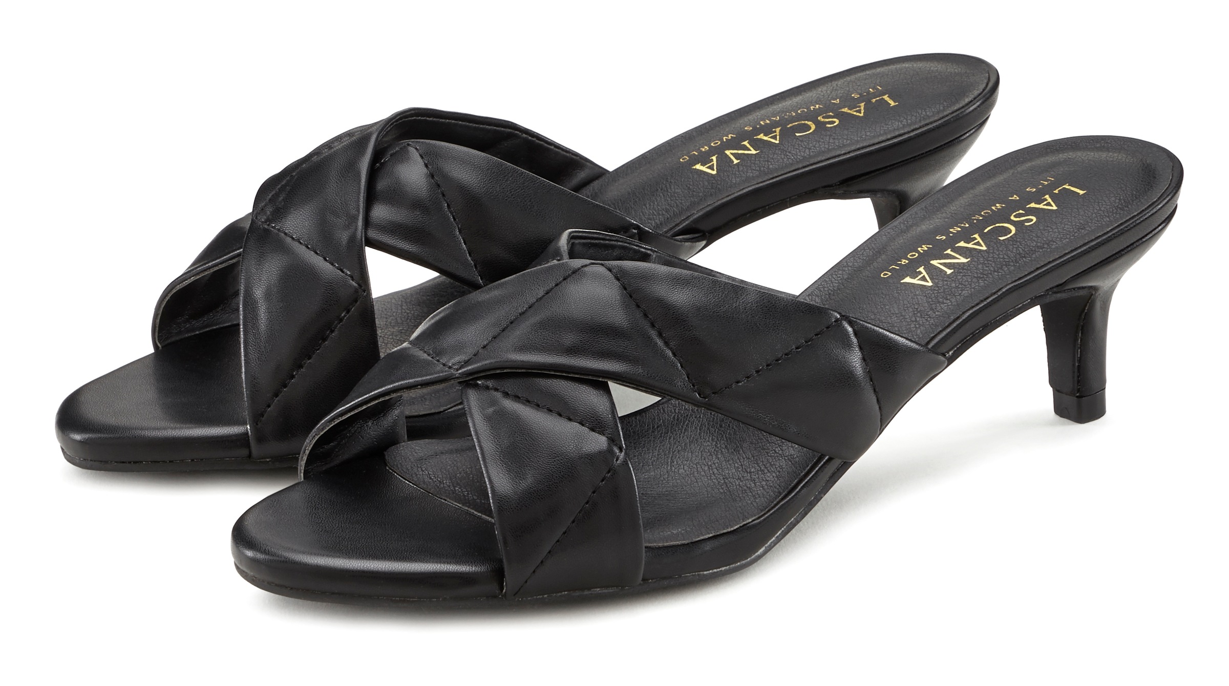 LASCANA Pantolette, Mule, Sandale, offener Schuh, im Stepp-Design mit Kitten-Heel