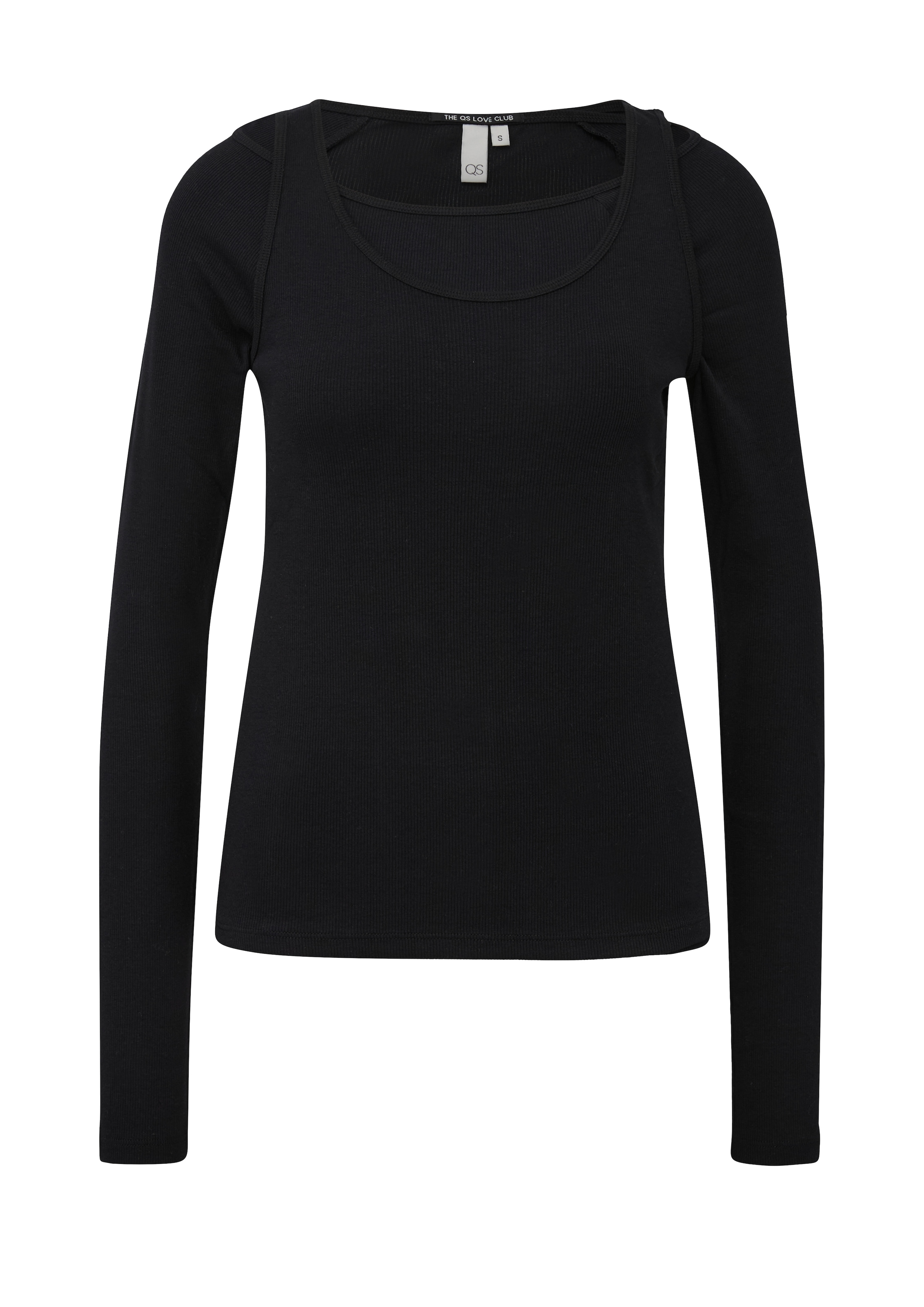 QS Langarmshirt im Doppellayer-Look / Stretch