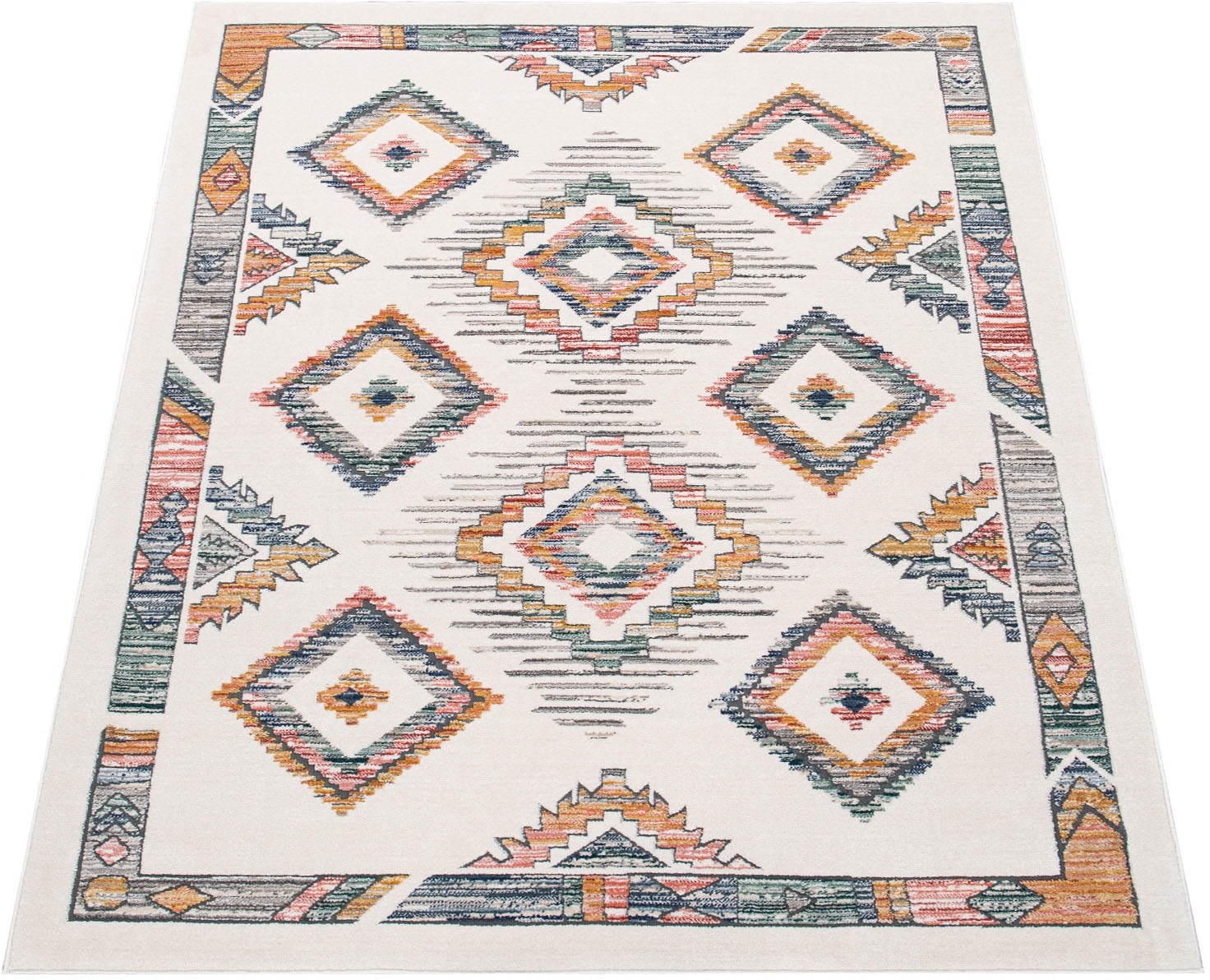 Image of Paco Home Teppich »Harnuba 764«, rechteckig, 9 mm Höhe, Kurzflor, Motiv Rauten, ideal im Wohnzimmer & Schlafzimmer bei Ackermann Versand Schweiz