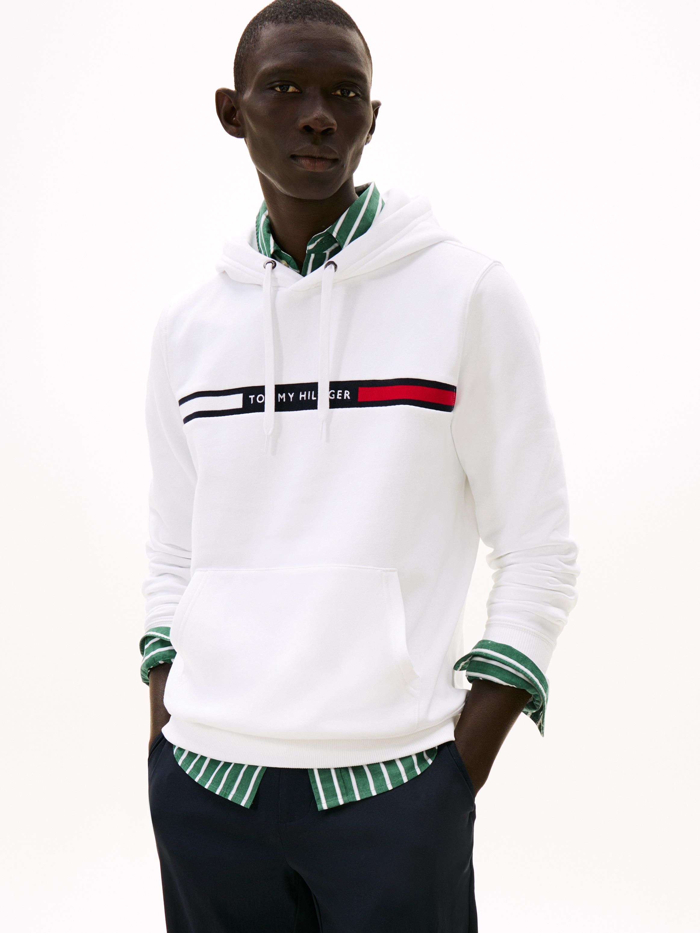 Image of Tommy Hilfiger Kapuzensweatshirt "HILFIGER CHEST INSERT", unifarben, casual, regular fit, Baumwollmix, Kapuze