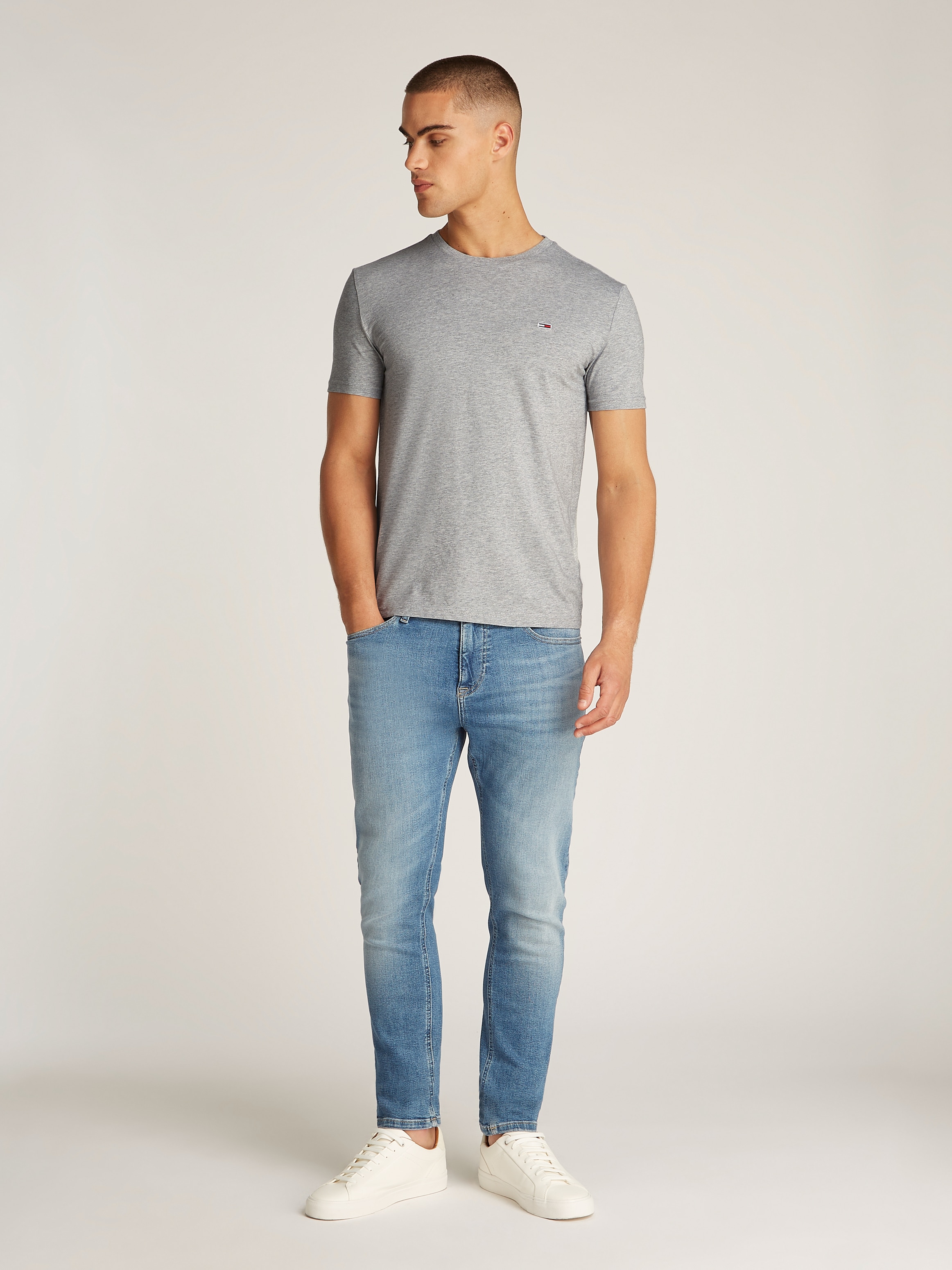 Tommy Jeans T-Shirt »TJM XSLIM JASPE HTR TEE EXT«, Mit Rundhalsausschnitt