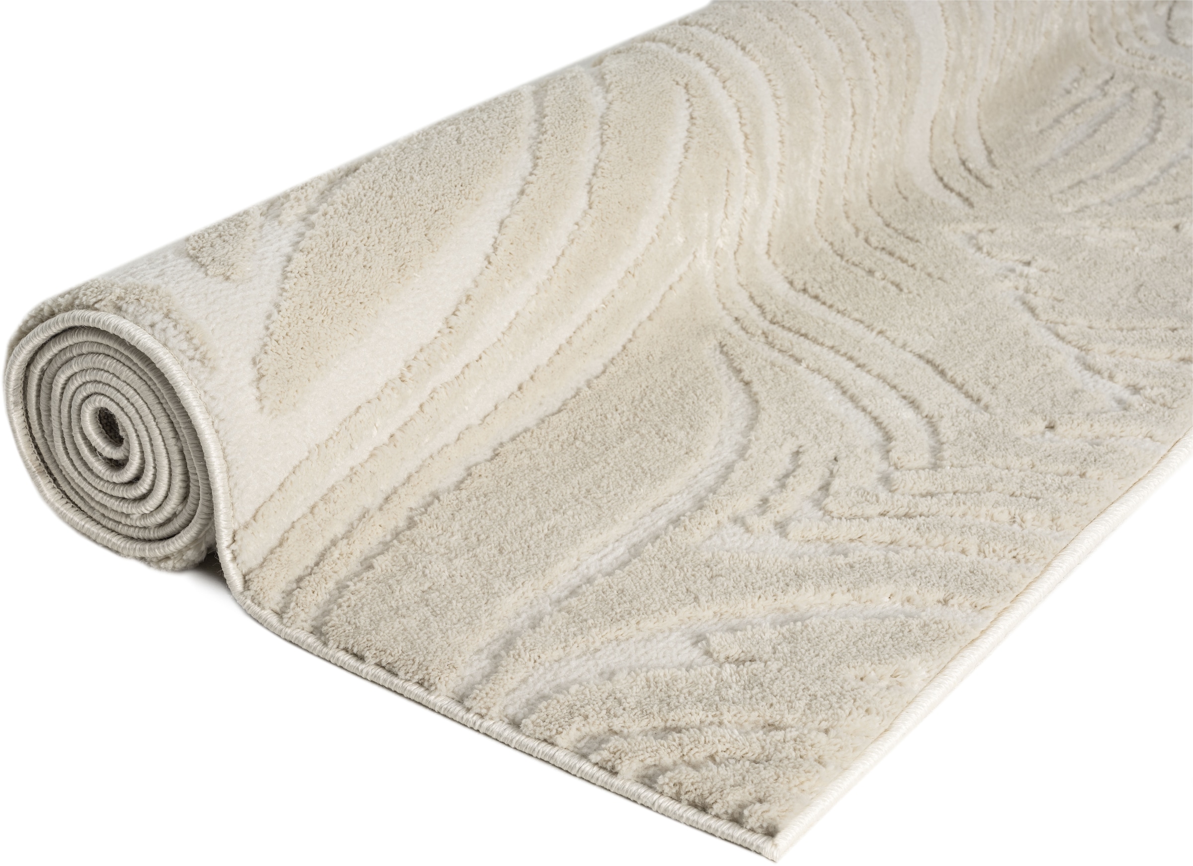 GOODproduct Teppich »Samia, Hoch-Tief-Struktur« rechteckig 19 mm Höhe leichter Glanz, Floral, Blätter, Modern, Wohnzimmer, Schlafzimmer