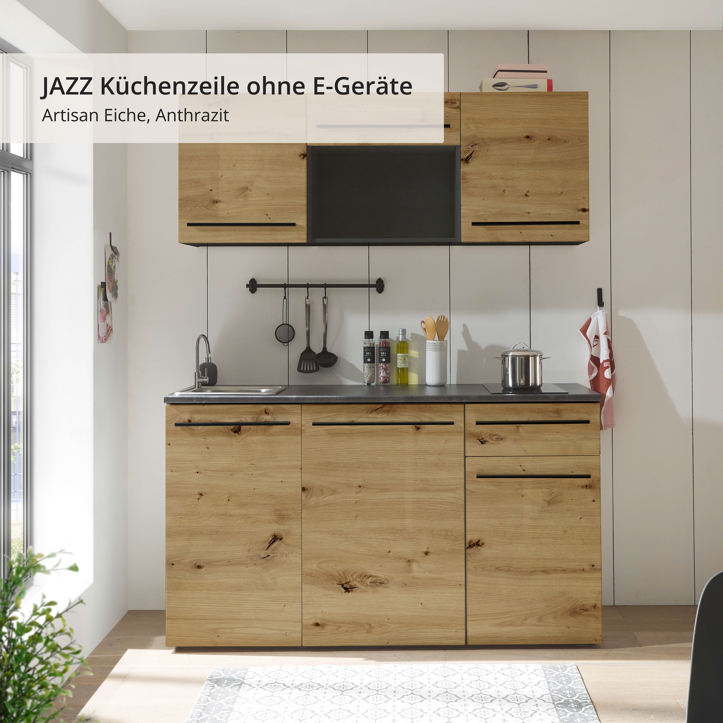 BASIC by Balculina Kitchenette »Jazz Singleküche« largeur 160 cm, avec appareils électriques et micro-ondes en option