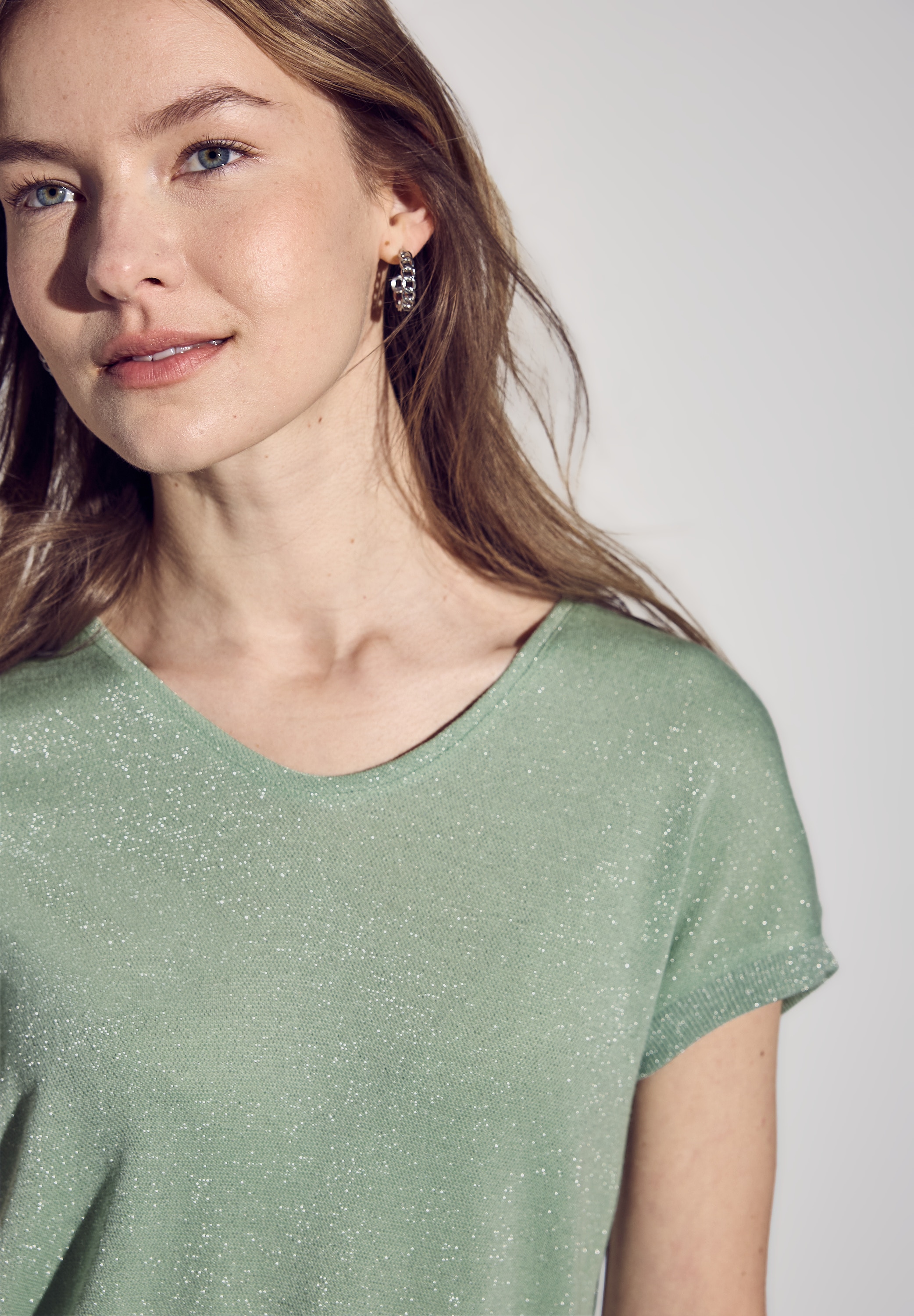 STREET ONE T-Shirt, im Glitzer-Look