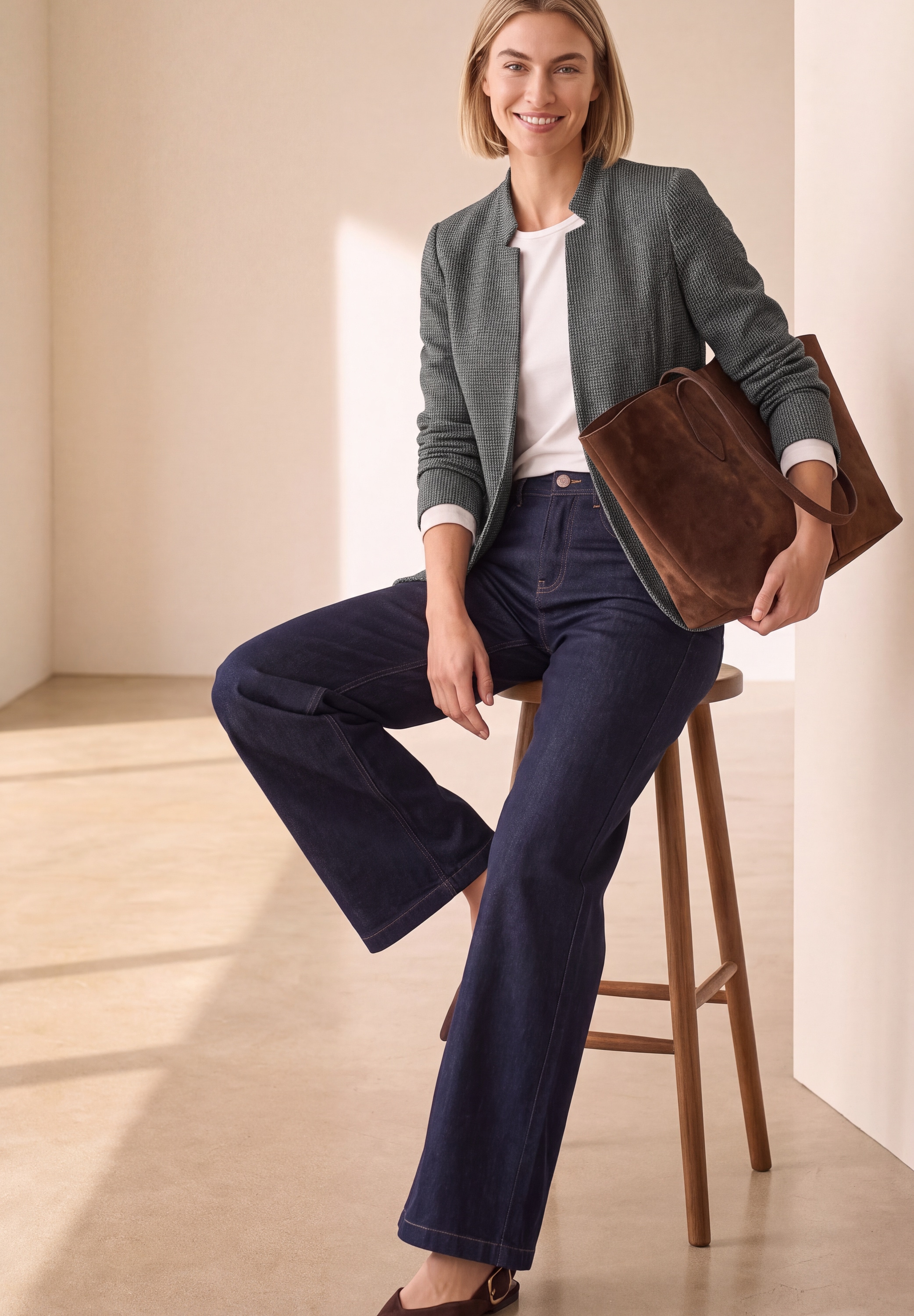 STREET ONE Blazer court mit Houndstooth-Muster