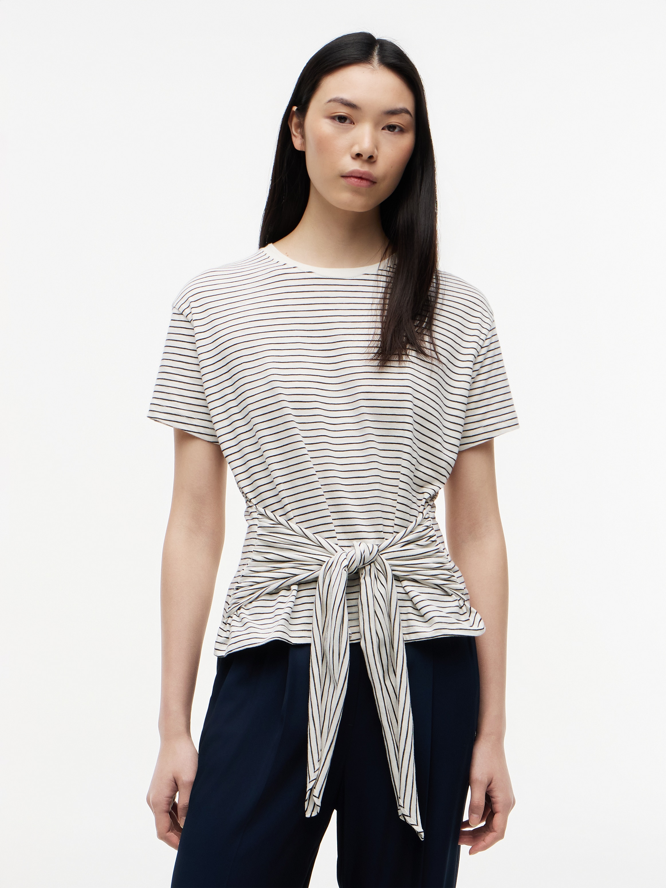 Image of Tommy Hilfiger Kurzarmshirt "CO SLUB KNOT SS TEE" mit Bindegürtel in der Taille