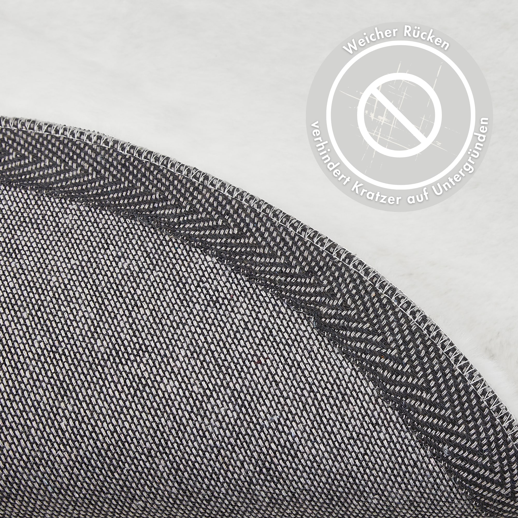 my home Tapis à poils longs »Lugano« Rond 30 mm Höhe Kunstfell, Uni Farben, sehr weich & kuschelig