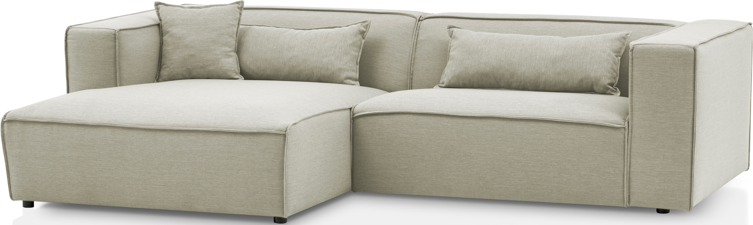 LeGer Home by Lena Gercke Ecksofa »PIARA mit Kedernaht in Cord oder Leinenoptik, moderne Couch in L-Form«, wahlweise Ottomane rechts/links, schwarze Füsse, bequemer Sitzkomfort