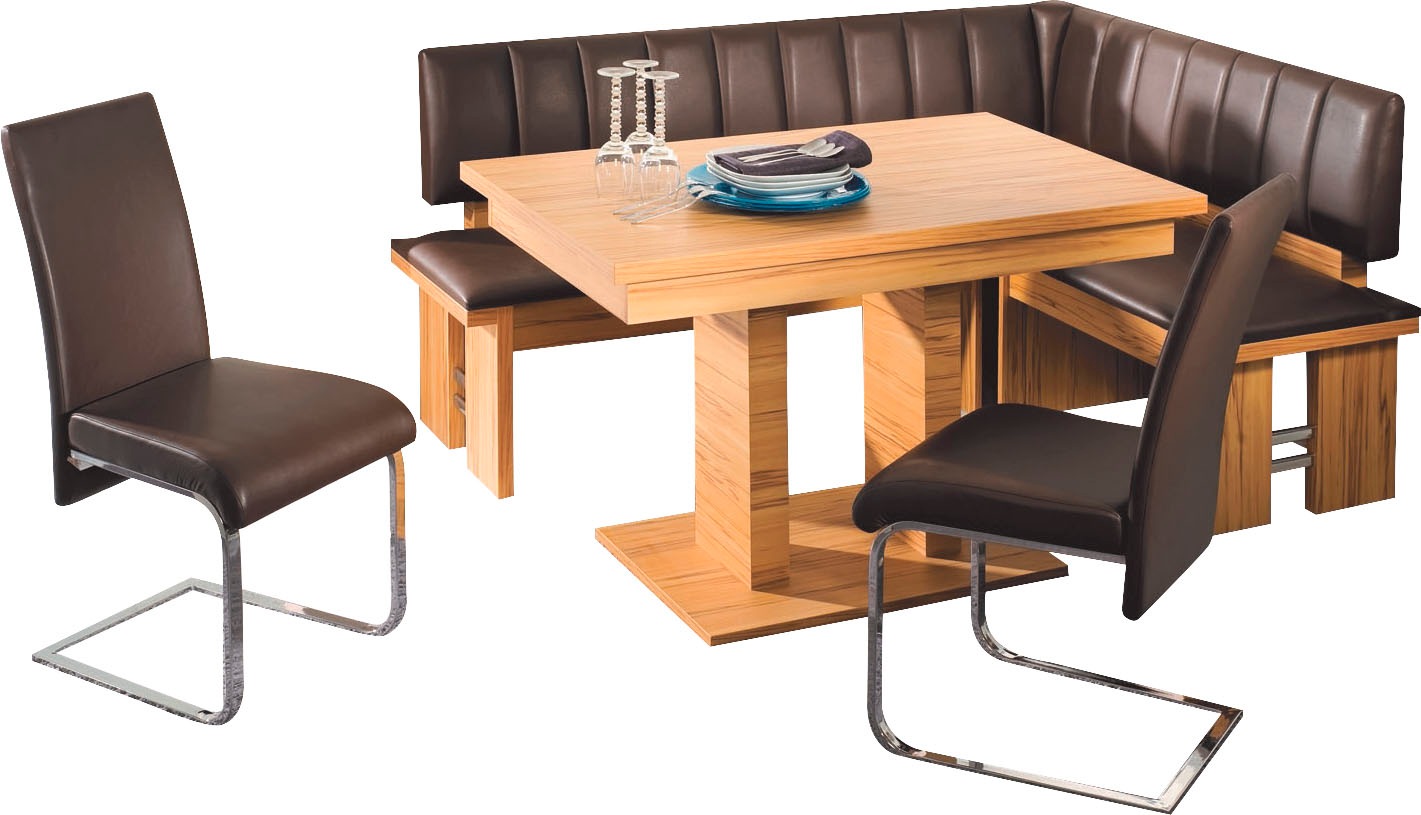 Image of SCHÖSSWENDER Eckbankgruppe »Falco«, Eckbank umstellbar, Säulentisch mit Schiebeplattenfunktion 120(160) cm bei Ackermann Versand Schweiz