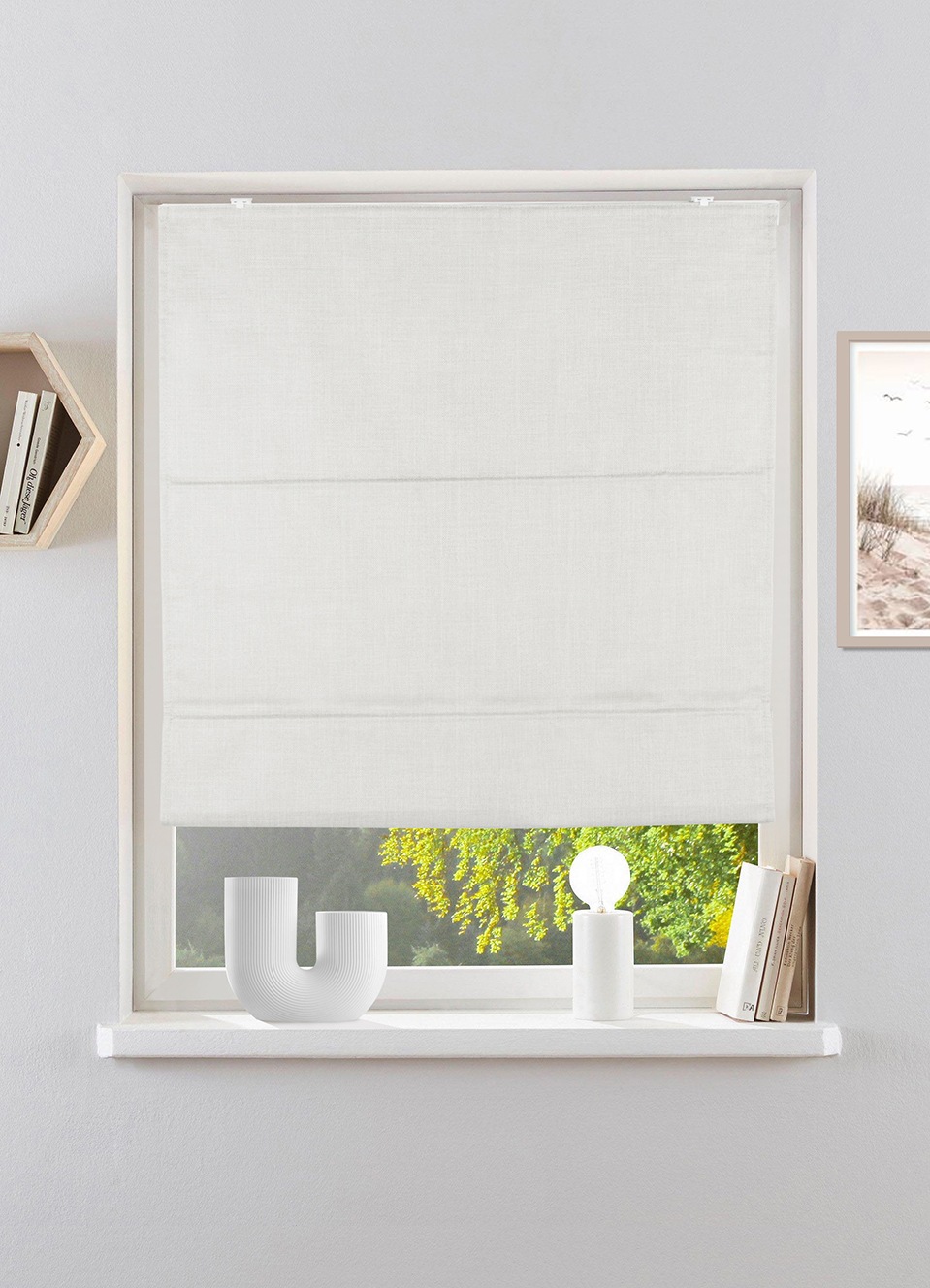 Image of GOODproduct Rollo "RIOLA" Lichtschutz Blendschutz Sichtschutz Verdunkelung ohne Bohren freihängend Faltrollo in trendiger Leinenoptik, einfache Montage